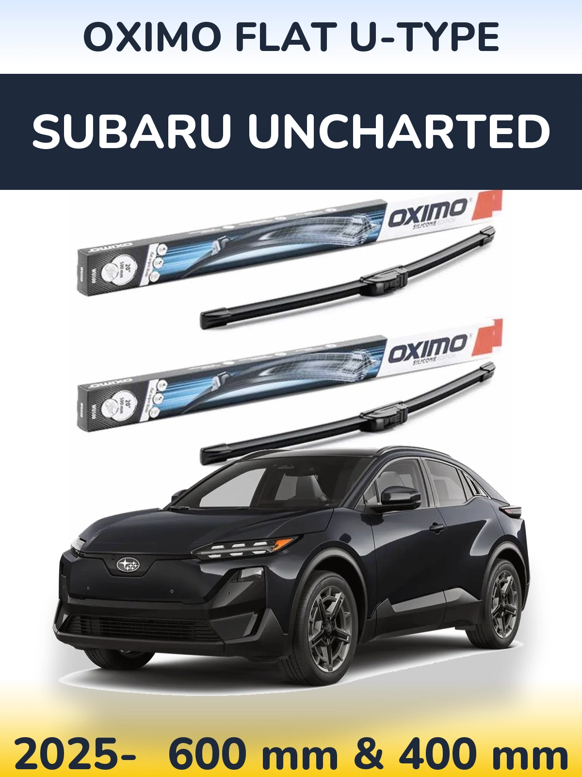 Front wiper blade set Oximo Flat U-type 600 & 400 mm for Subaru Uncharted 2025-2026