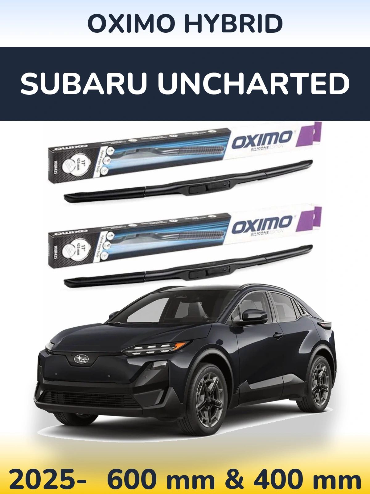 Front wiper blade set Oximo Hybrid 600 & 400 mm for Subaru Uncharted 2025-2026