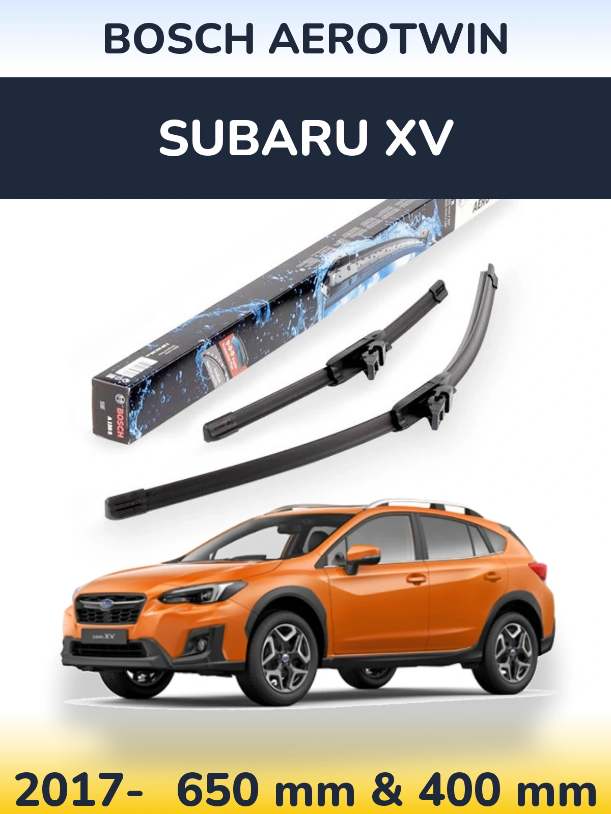 Комплект передніх щіток BOSCH AeroTwin 650 & 400 мм для Subaru XV 2017-2026