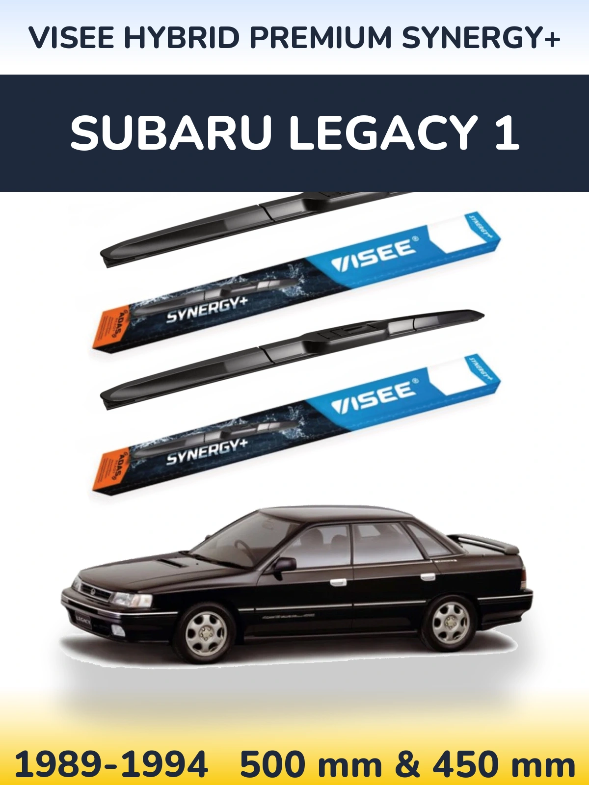 Комплект передних дворников VISEE HYBRID PREMIUM SYNERGY+ 500 & 450 мм для Subaru Legacy 1 1989-1994
