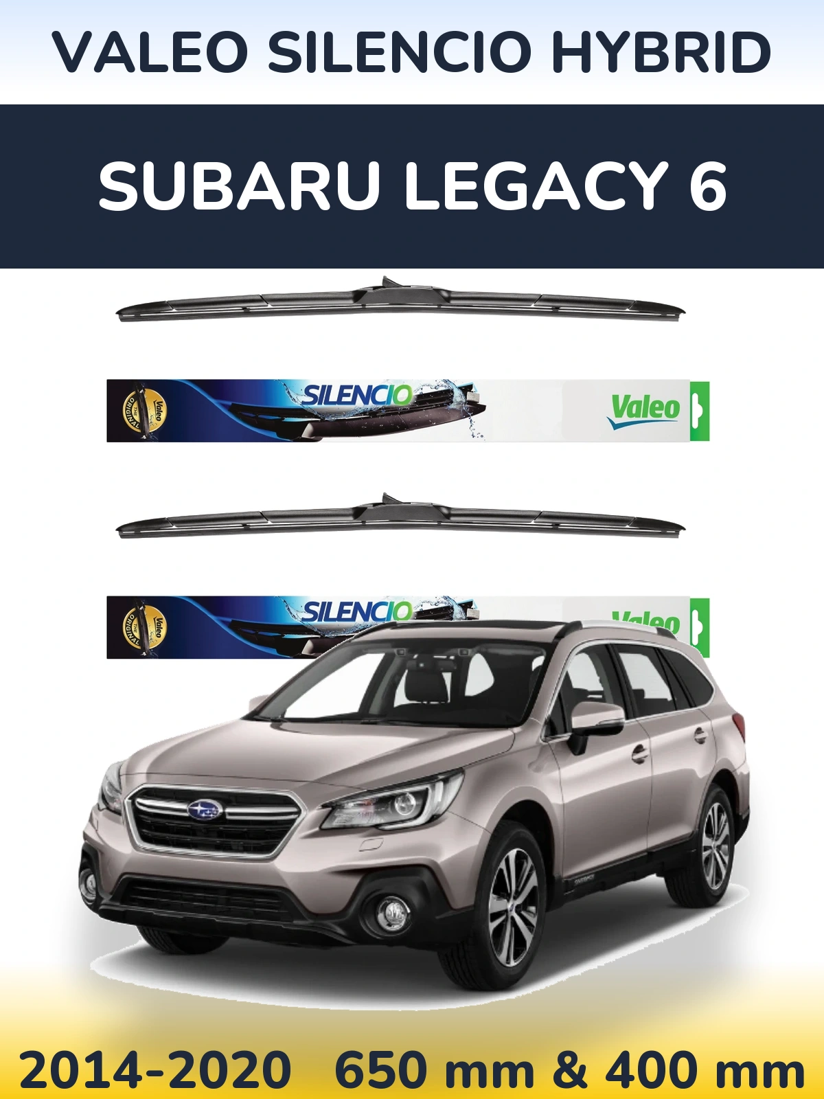 Комплект передних дворников Valeo Silencio Hybrid 650 & 400 мм для Subaru Legacy 6 2014-2020