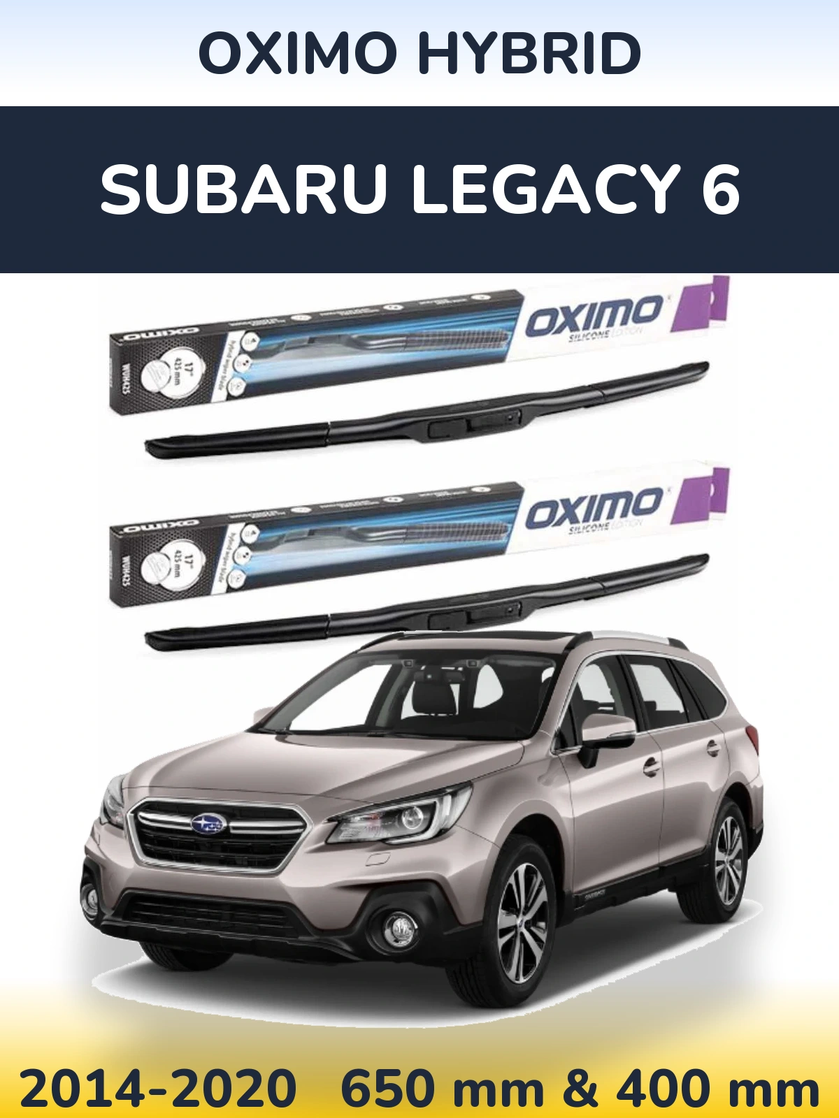 Front wiper blade set Oximo Hybrid 650 & 400 mm for Subaru Legacy 6 2014-2020