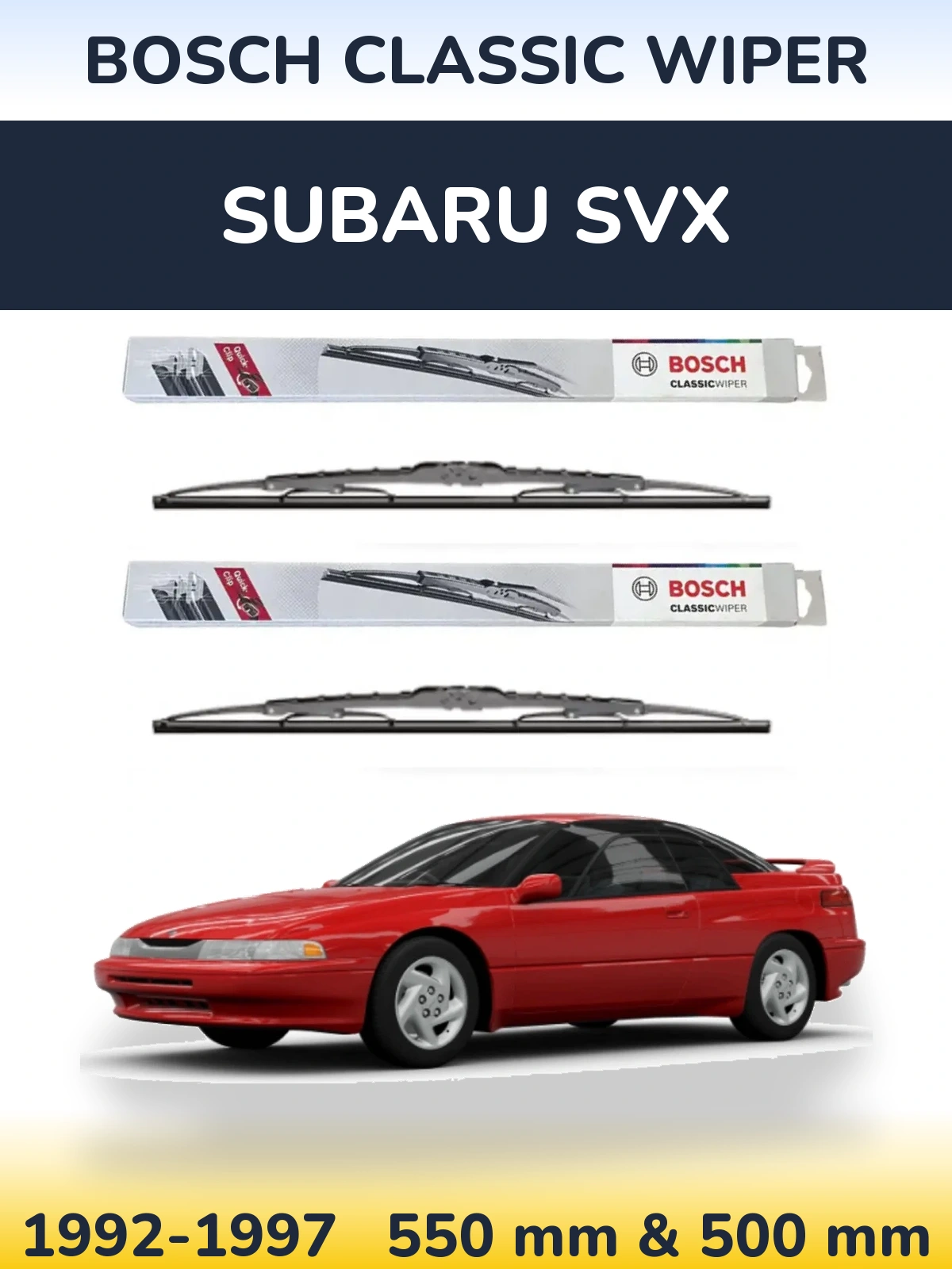 Комплект передних дворников BOSCH Classic Wiper 550 & 500 мм для Subaru SVX 1992-1997