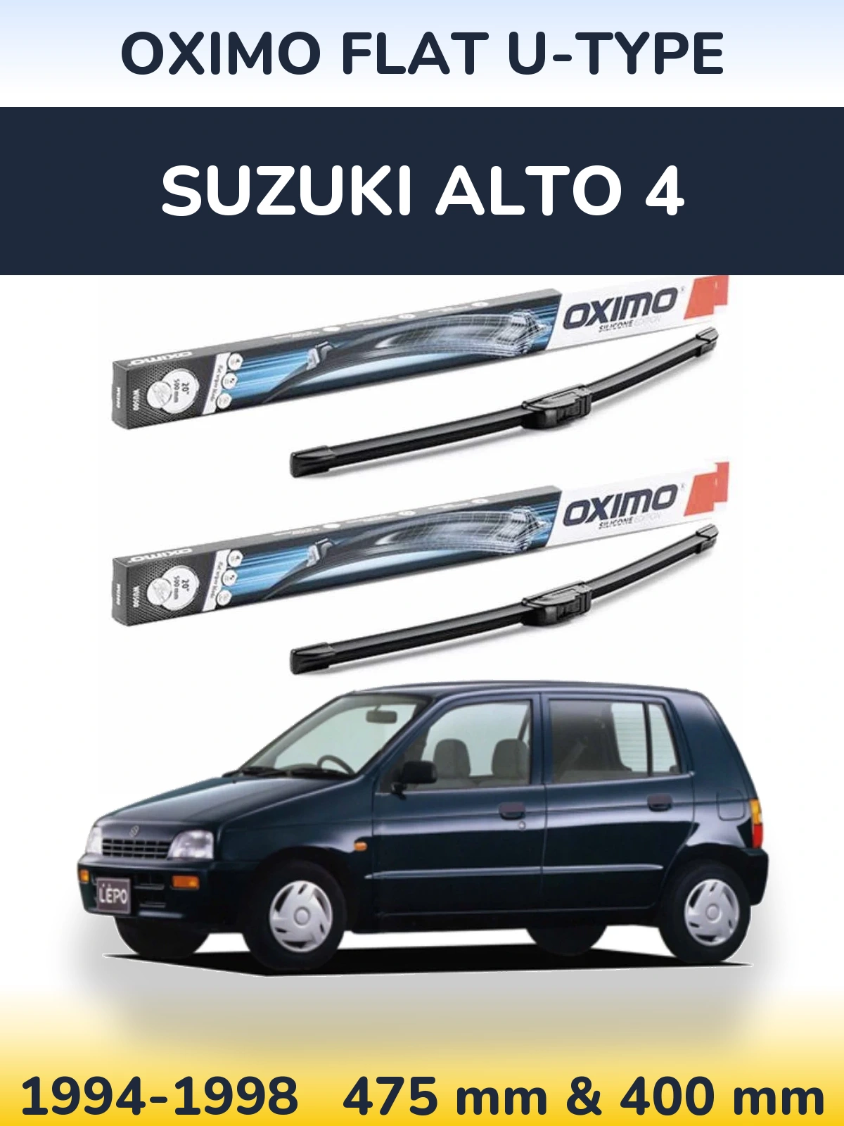 Комплект передніх щіток Oximo Flat U-type 475 & 400 мм для Suzuki Alto 4 1994-1998
