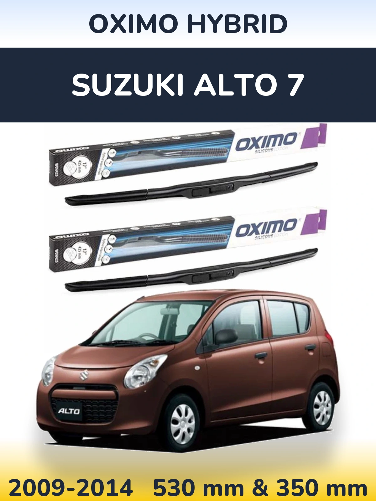 Front wiper blade set Oximo Hybrid 530 & 350 mm for Suzuki Alto 7 2009-2014