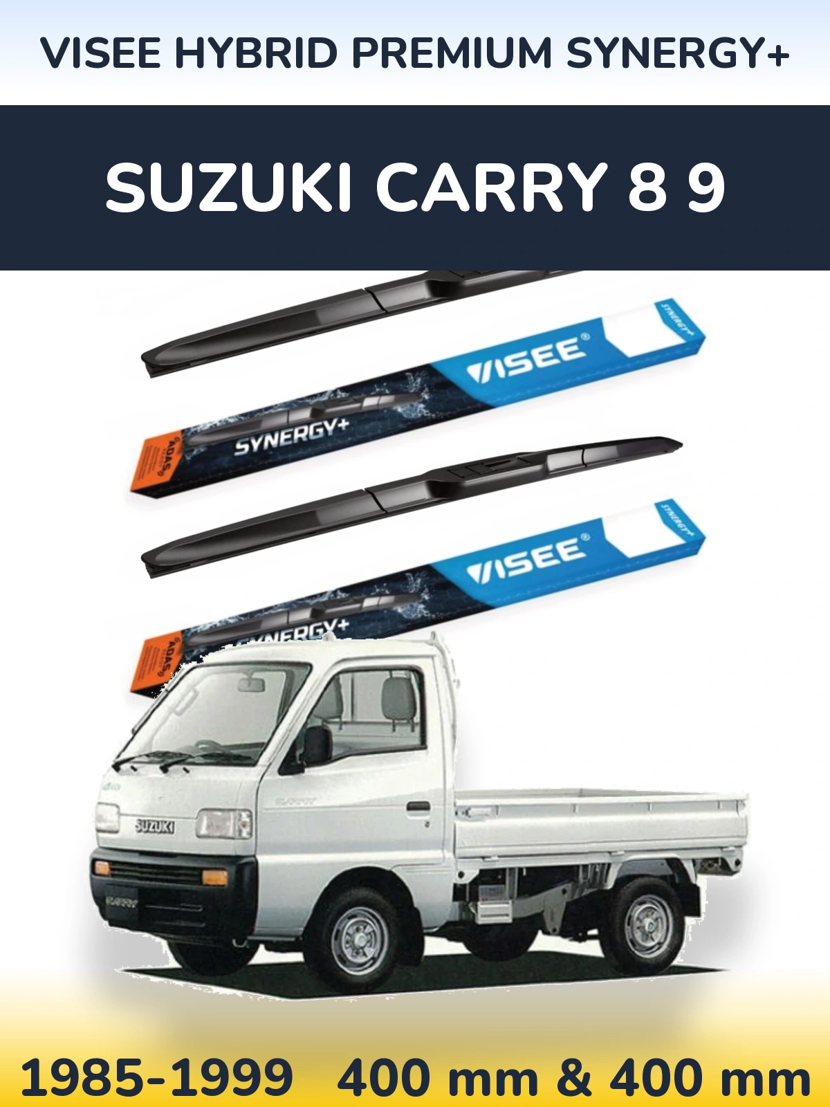 Front wiper blade set VISEE HYBRID PREMIUM SYNERGY+ 400 & 400 mm for Suzuki Carry 8 9 1985-1999