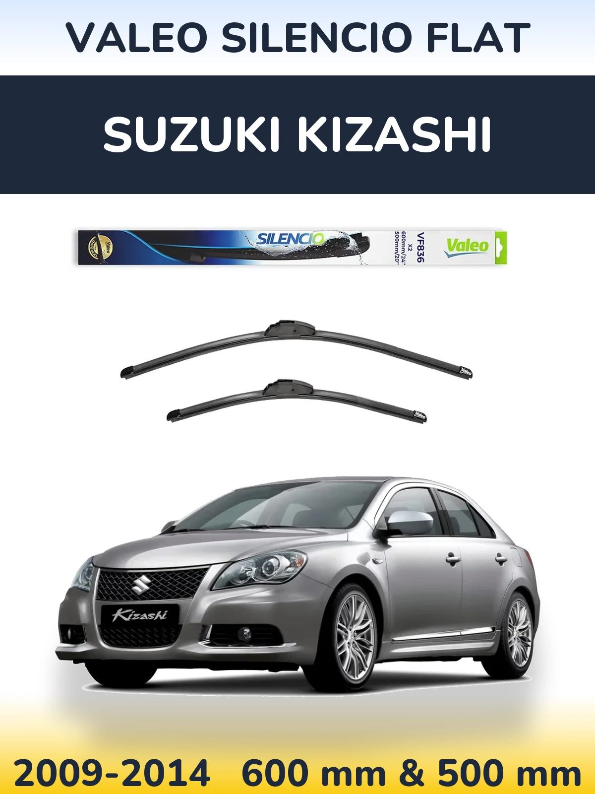 Комплект передних дворников Valeo Silencio Flat 600 & 500 мм для Suzuki Kizashi 2009-2014