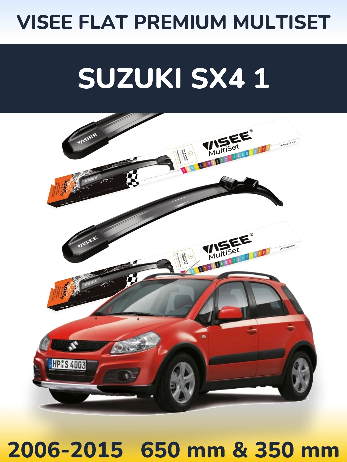 Комплект передніх щіток VISEE FLAT PREMIUM MultiSet 650 & 350 мм для Suzuki SX4 1 2006-2015