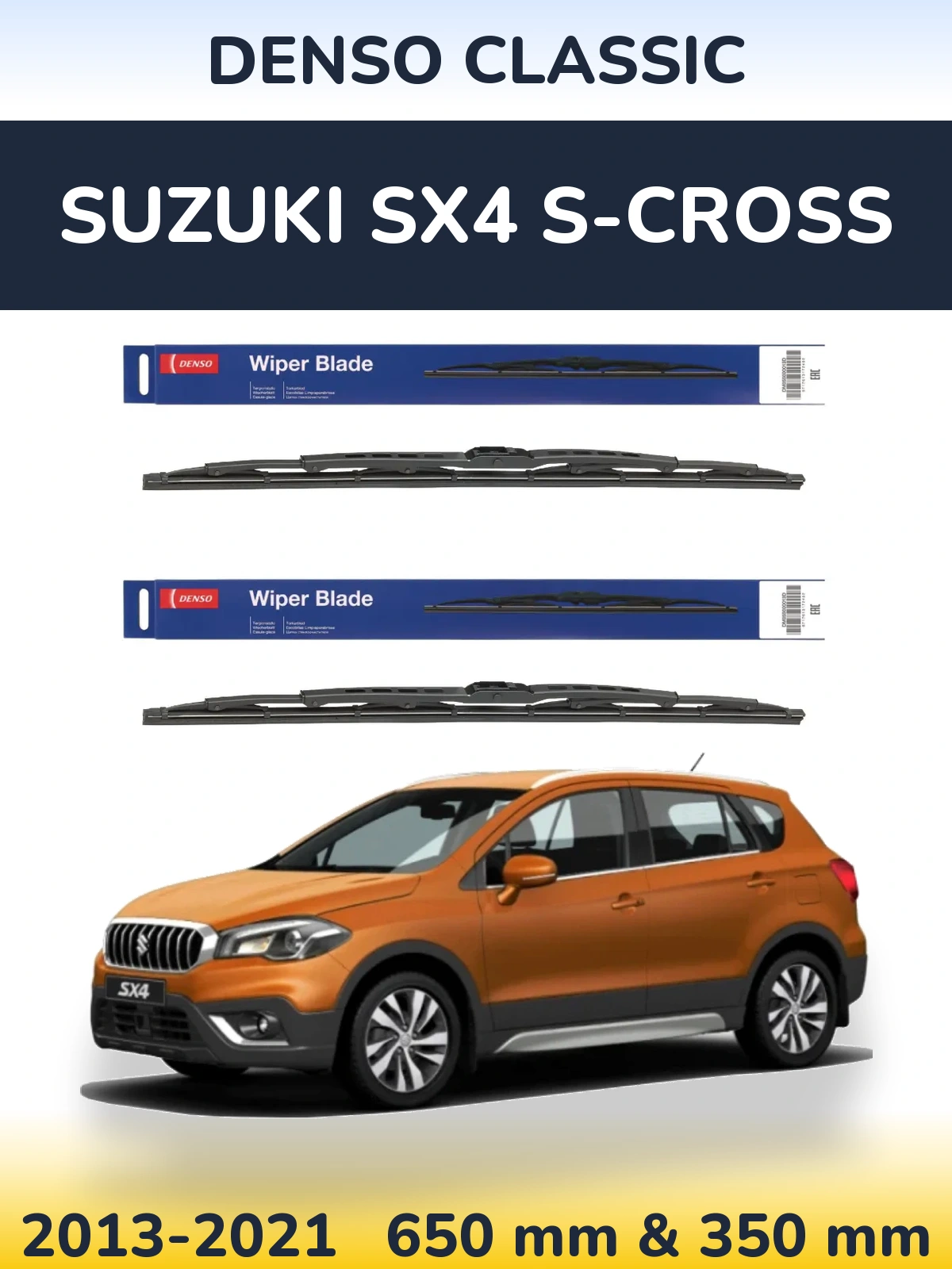 Front wiper blade set Denso Classic 650 & 350 mm for Suzuki SX4 S-Cross 2013-2021