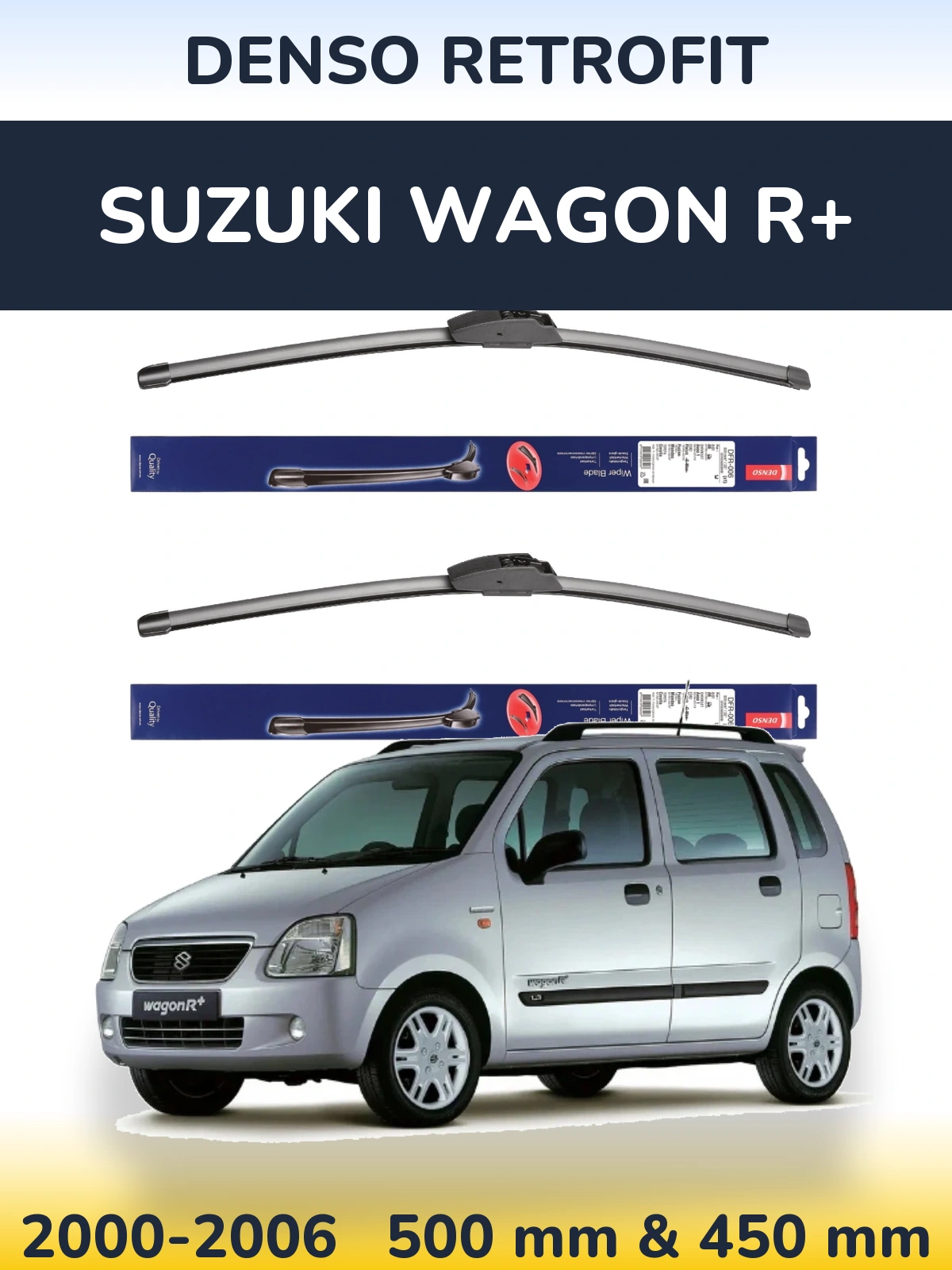 Комплект передних дворников Denso Retrofit 500 & 450 мм для Suzuki Wagon R+ 2000-2006