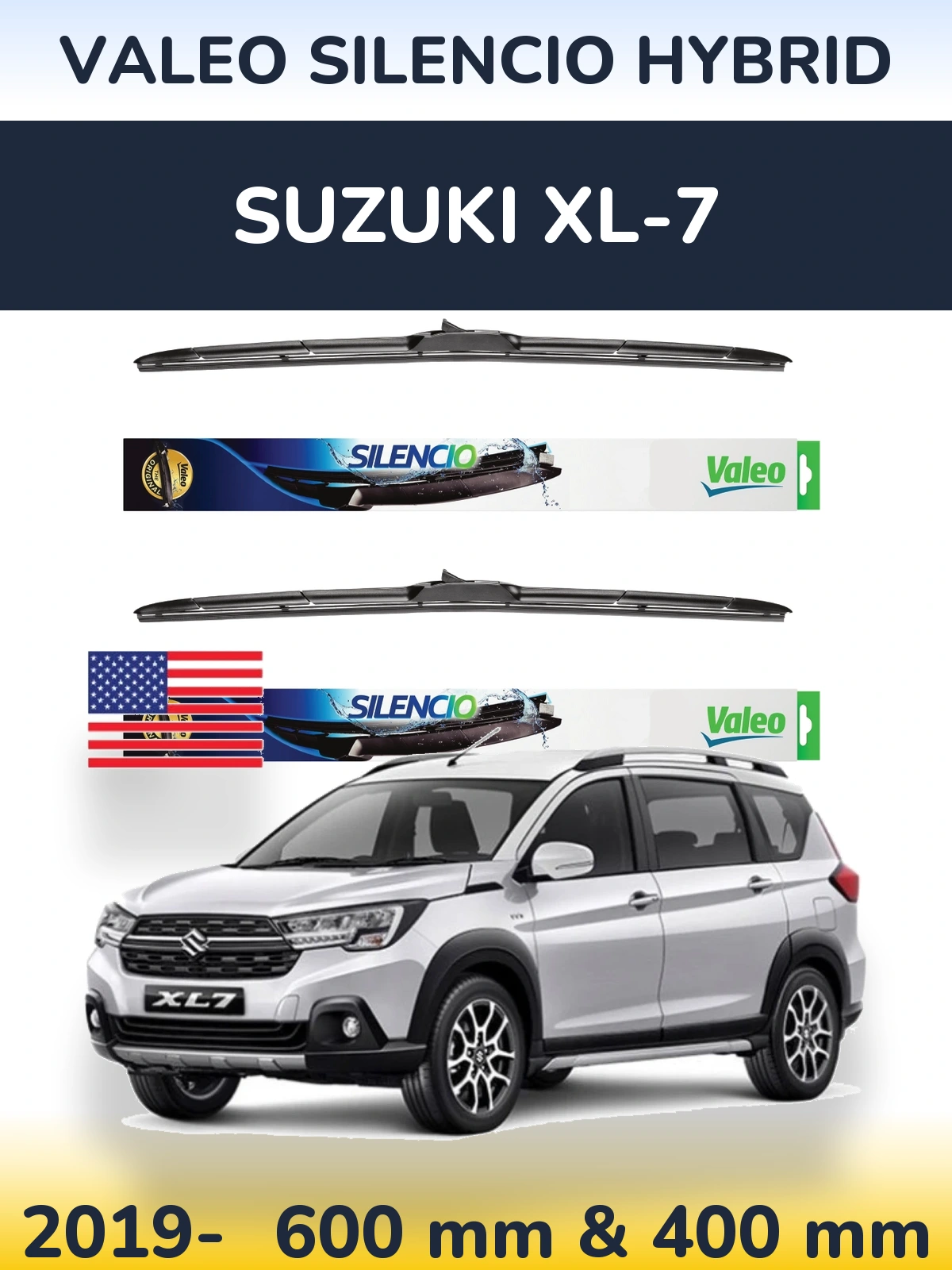 Комплект передних дворников Valeo Silencio Hybrid 600 & 400 мм для Suzuki XL-7 2019-2026