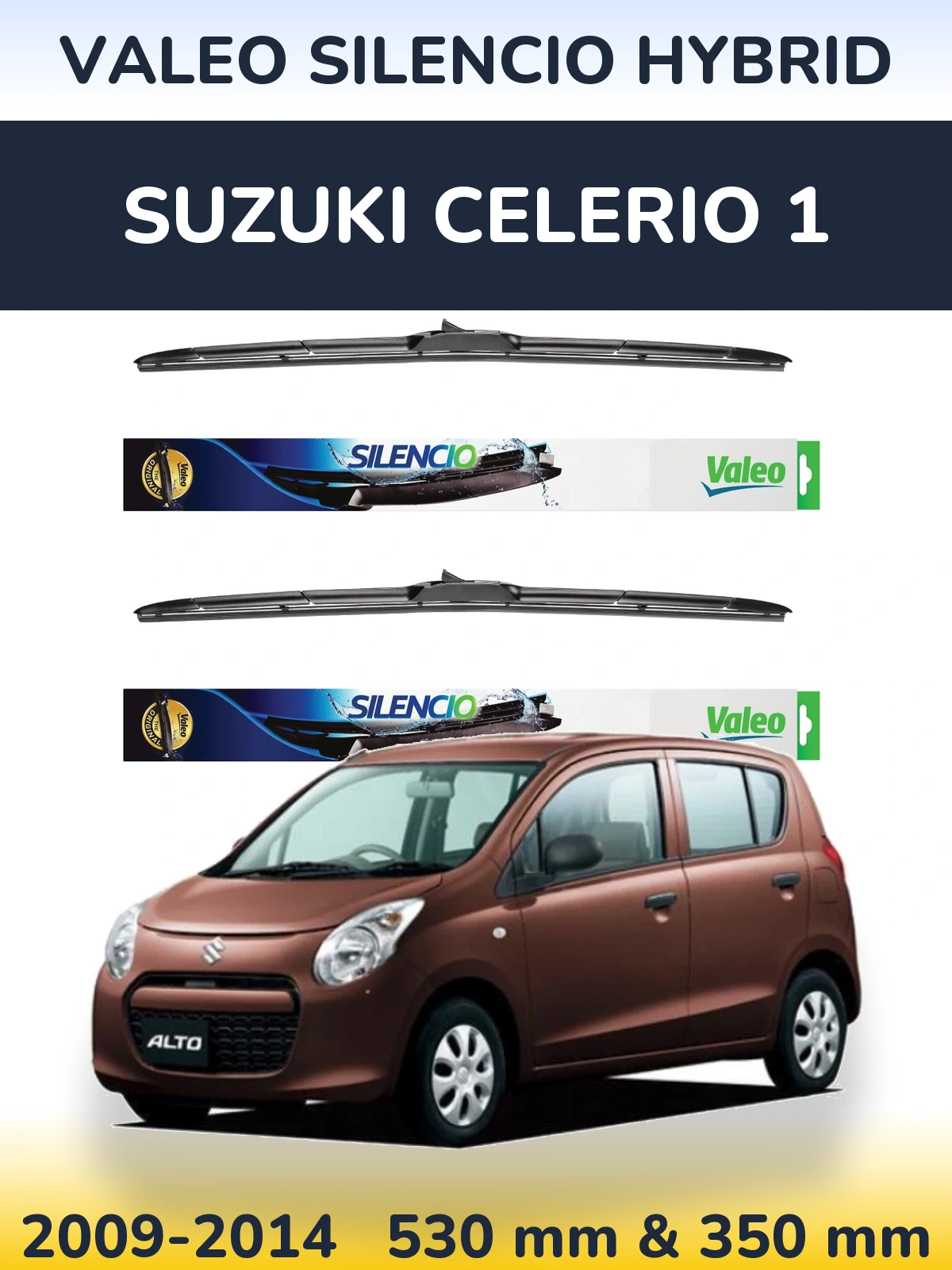 Комплект передних дворников Valeo Silencio Hybrid 530 & 350 мм для Suzuki Celerio 1 2009-2014