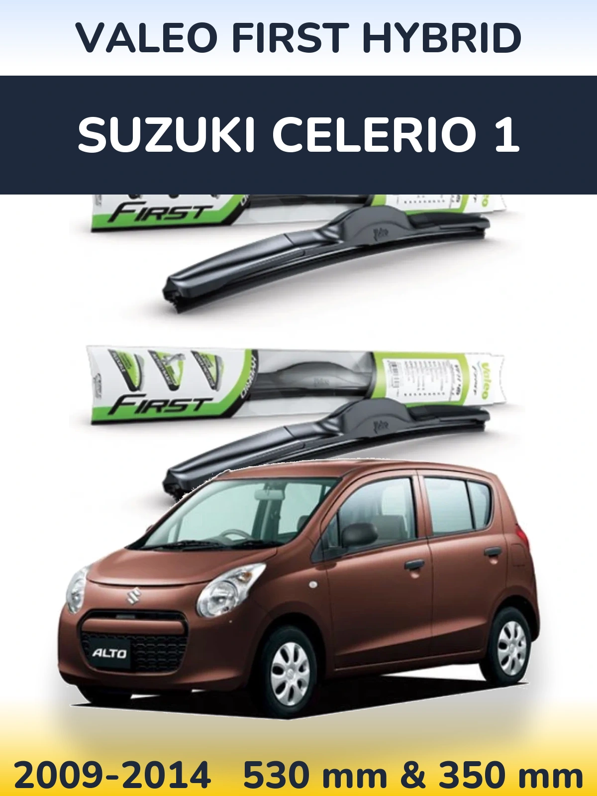 Front wiper blade set Valeo First Hybrid 530 & 350 mm for Suzuki Celerio 1 2009-2014