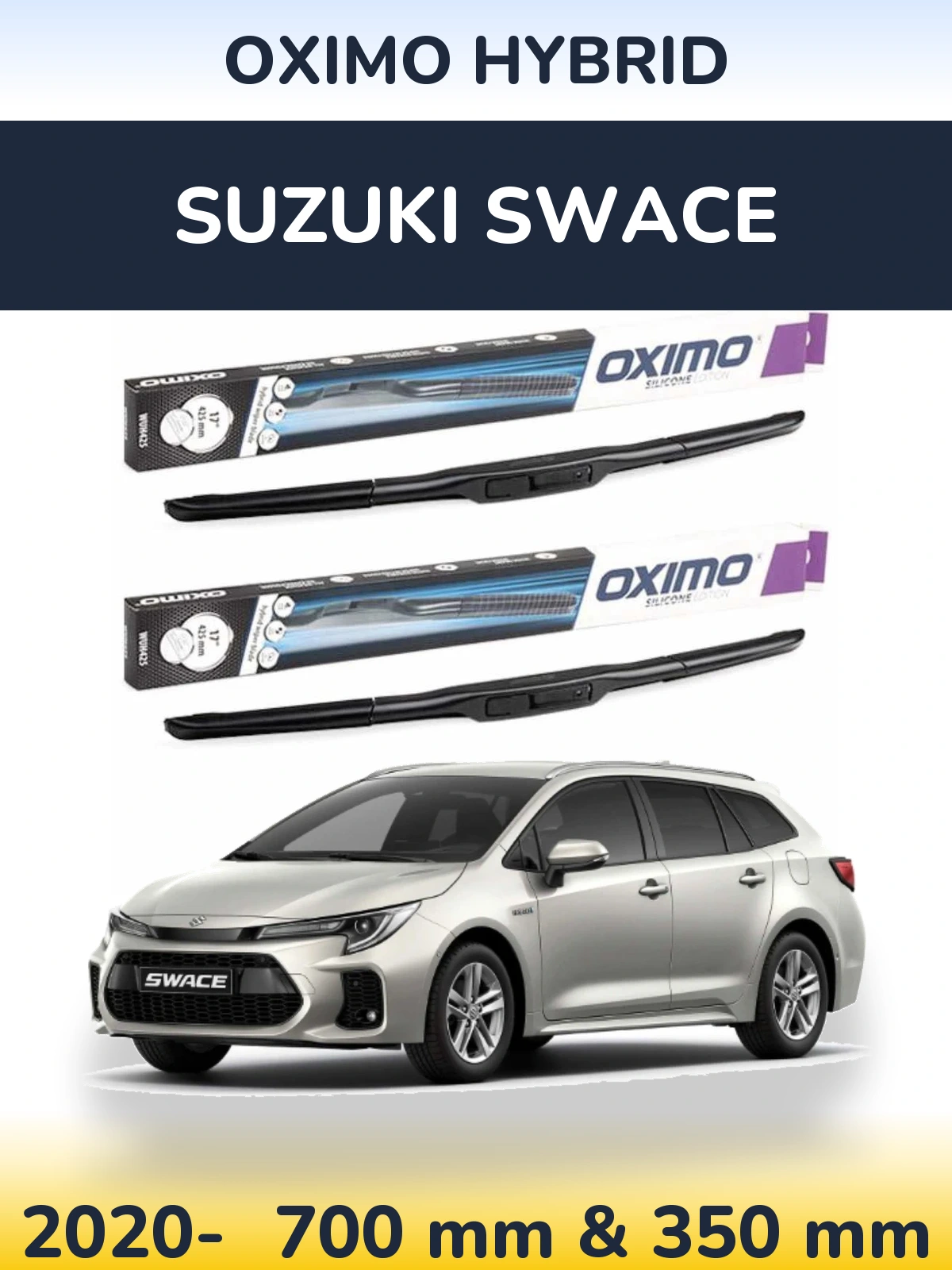 Комплект передних дворников Oximo Hybrid 700 & 350 мм для Suzuki Swace 2020-2026
