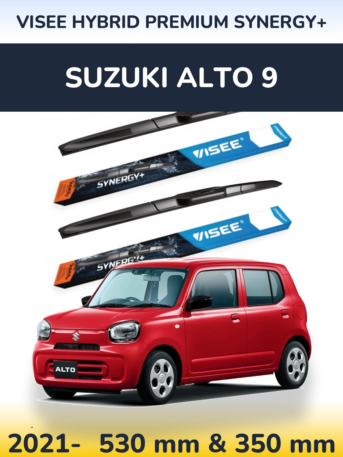 Комплект передних дворников VISEE HYBRID PREMIUM SYNERGY+ 530 & 350 мм для Suzuki Alto 9 2021-2026