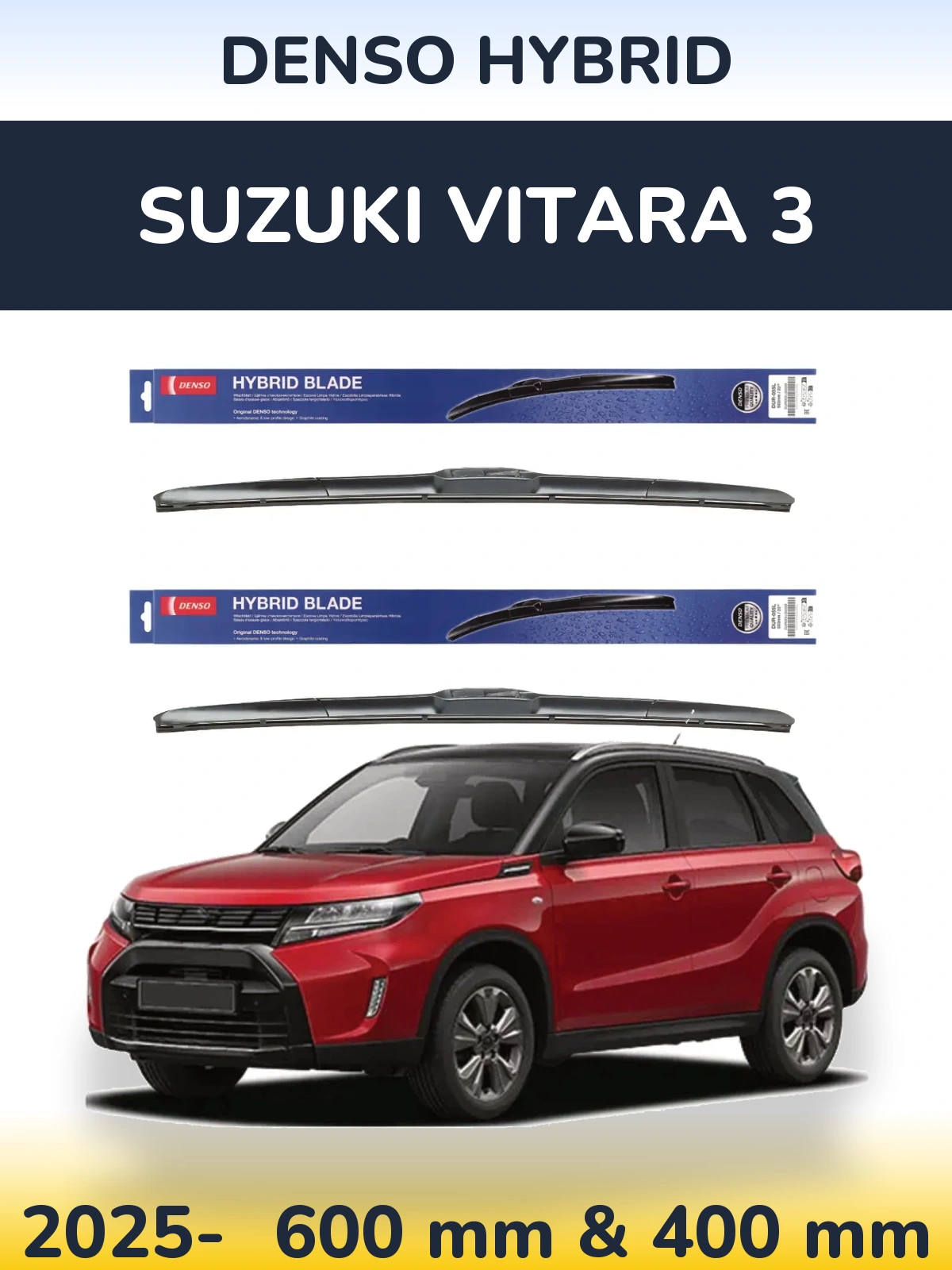 Комплект передніх щіток Denso Hybrid 600 & 400 мм для Suzuki Vitara 3 2025-2026