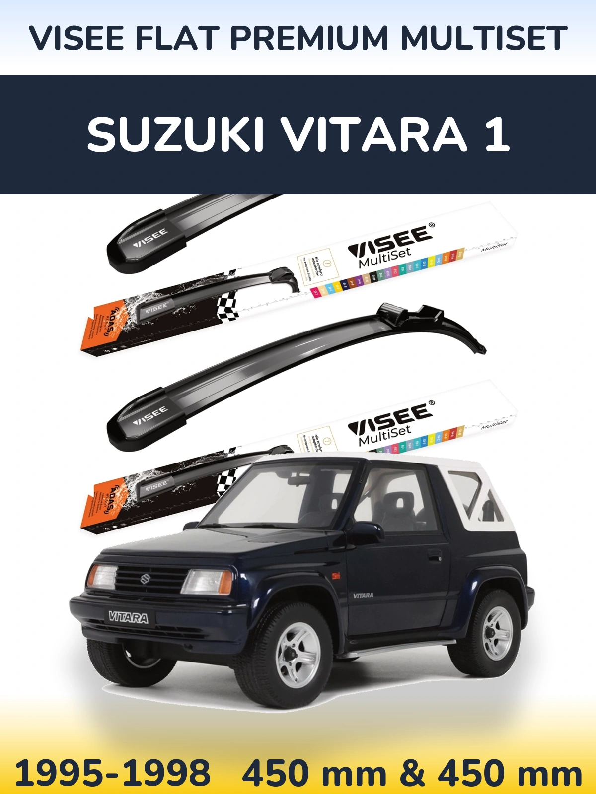 Комплект передних дворников VISEE FLAT PREMIUM MultiSet 450 & 450 мм для Suzuki Vitara 1 1995-1998