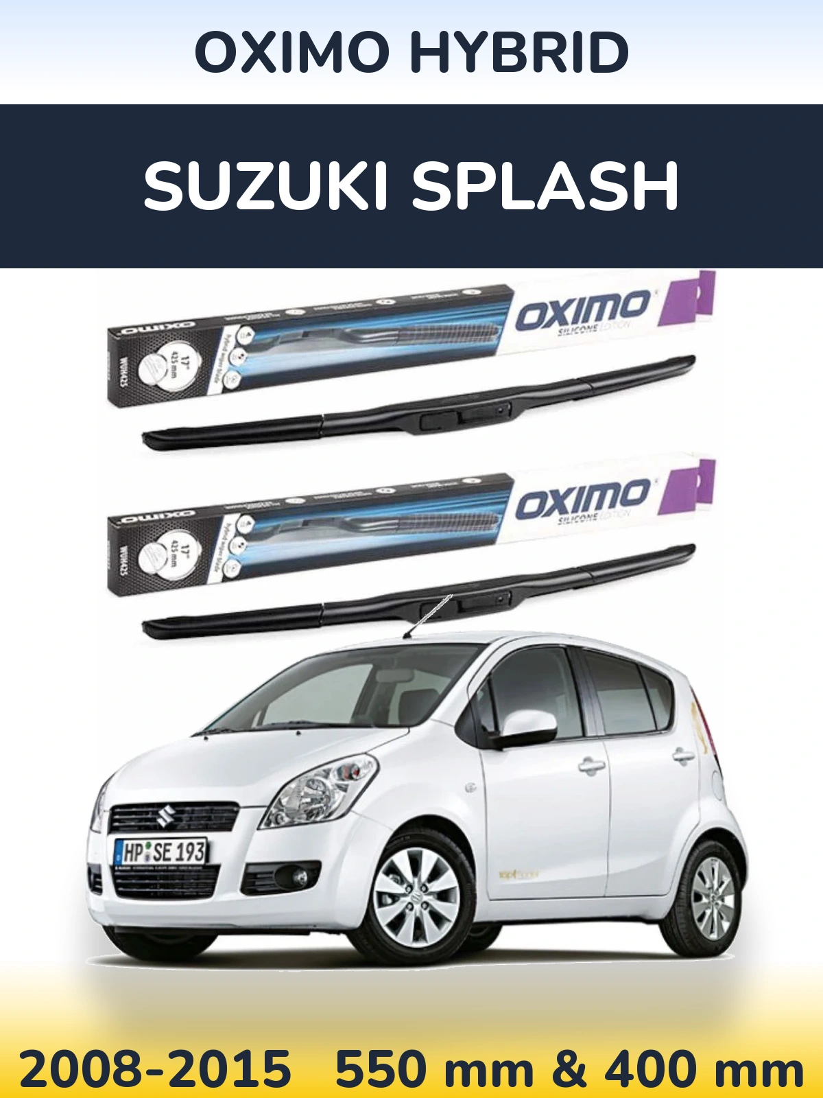 Front wiper blade set Oximo Hybrid 550 & 400 mm for Suzuki Splash 2008-2015