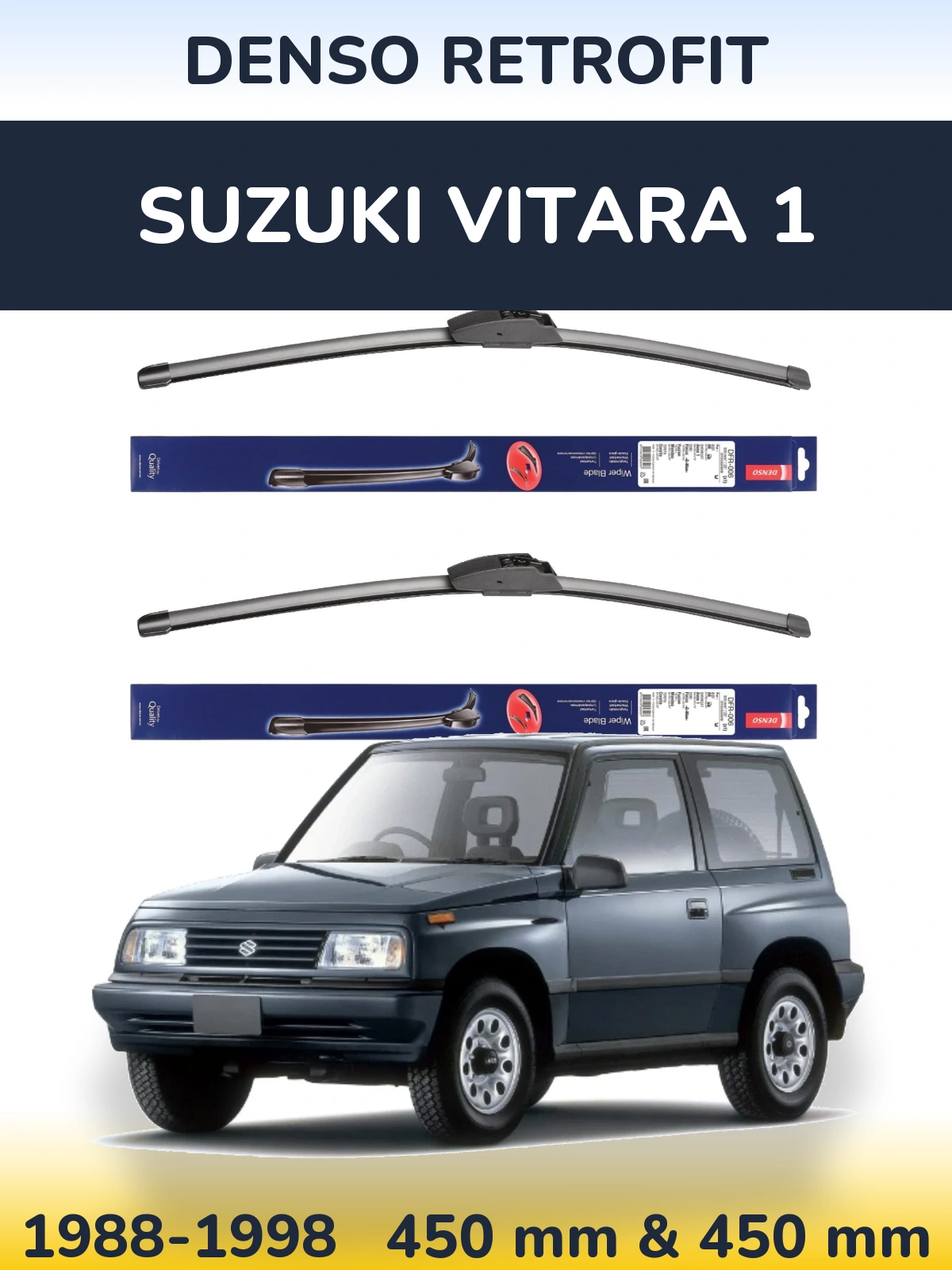 Front wiper blade set Denso Retrofit 450 & 450 mm for Suzuki Vitara 1 1988-1998