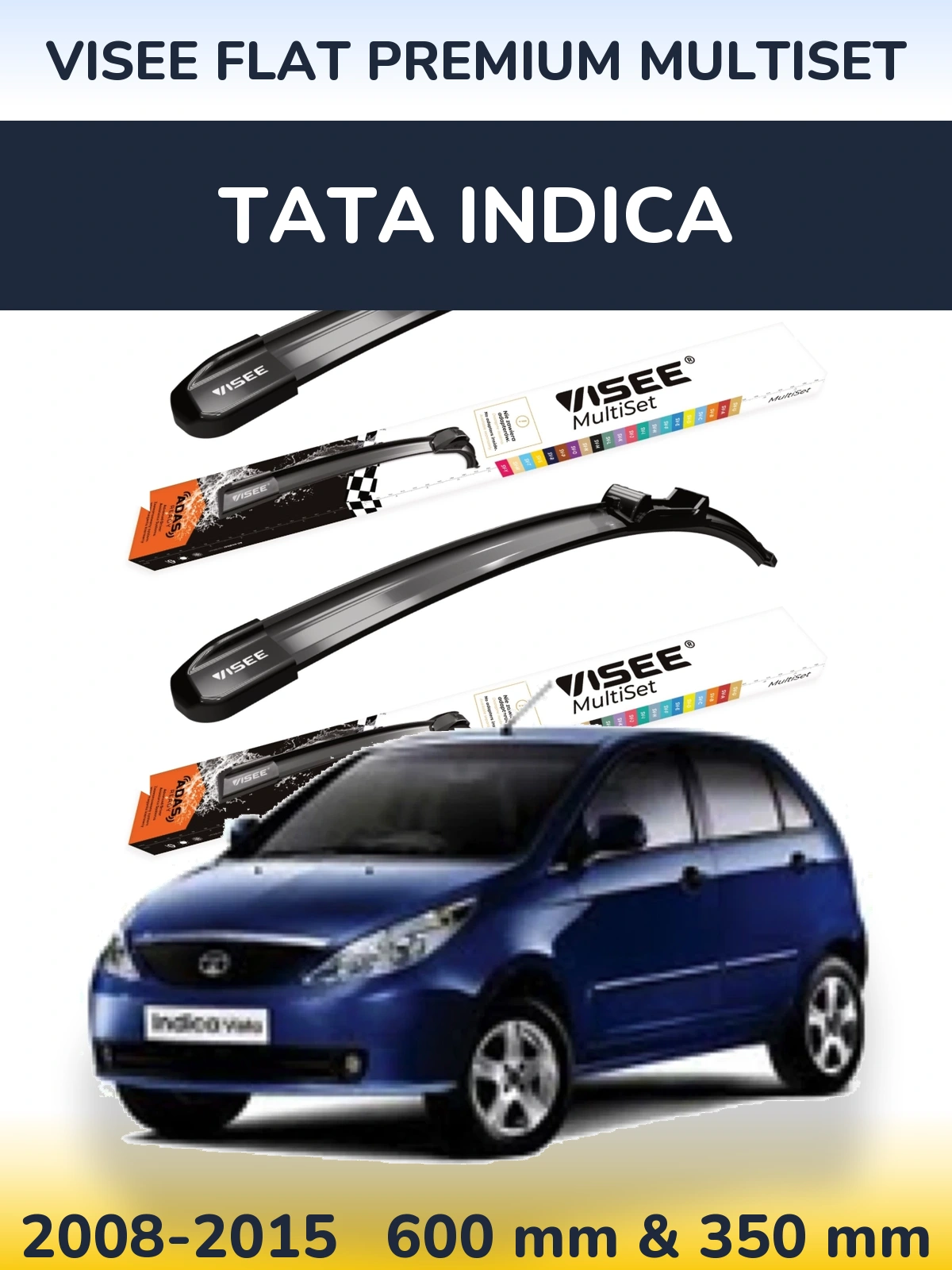 Комплект передніх щіток VISEE FLAT PREMIUM MultiSet 600 & 350 мм для Tata Indica 2008-2015