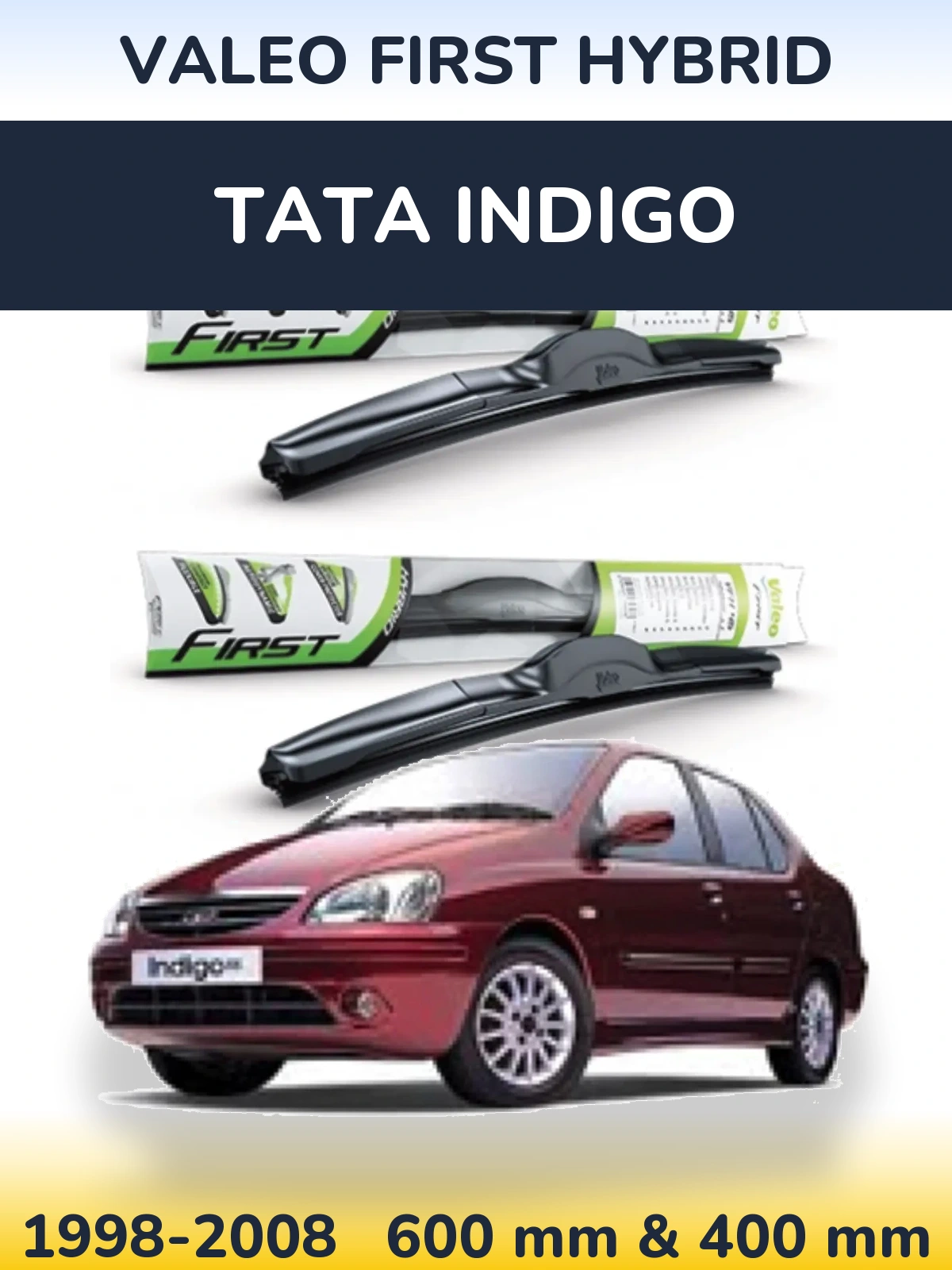 Комплект передних дворников Valeo First Hybrid 600 & 400 мм для Tata Indigo 1998-2008