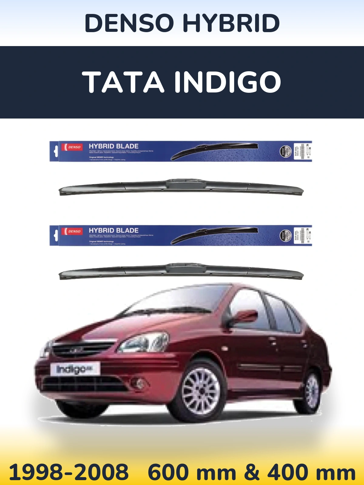 Комплект передніх щіток Denso Hybrid 600 & 400 мм для Tata Indigo 1998-2008