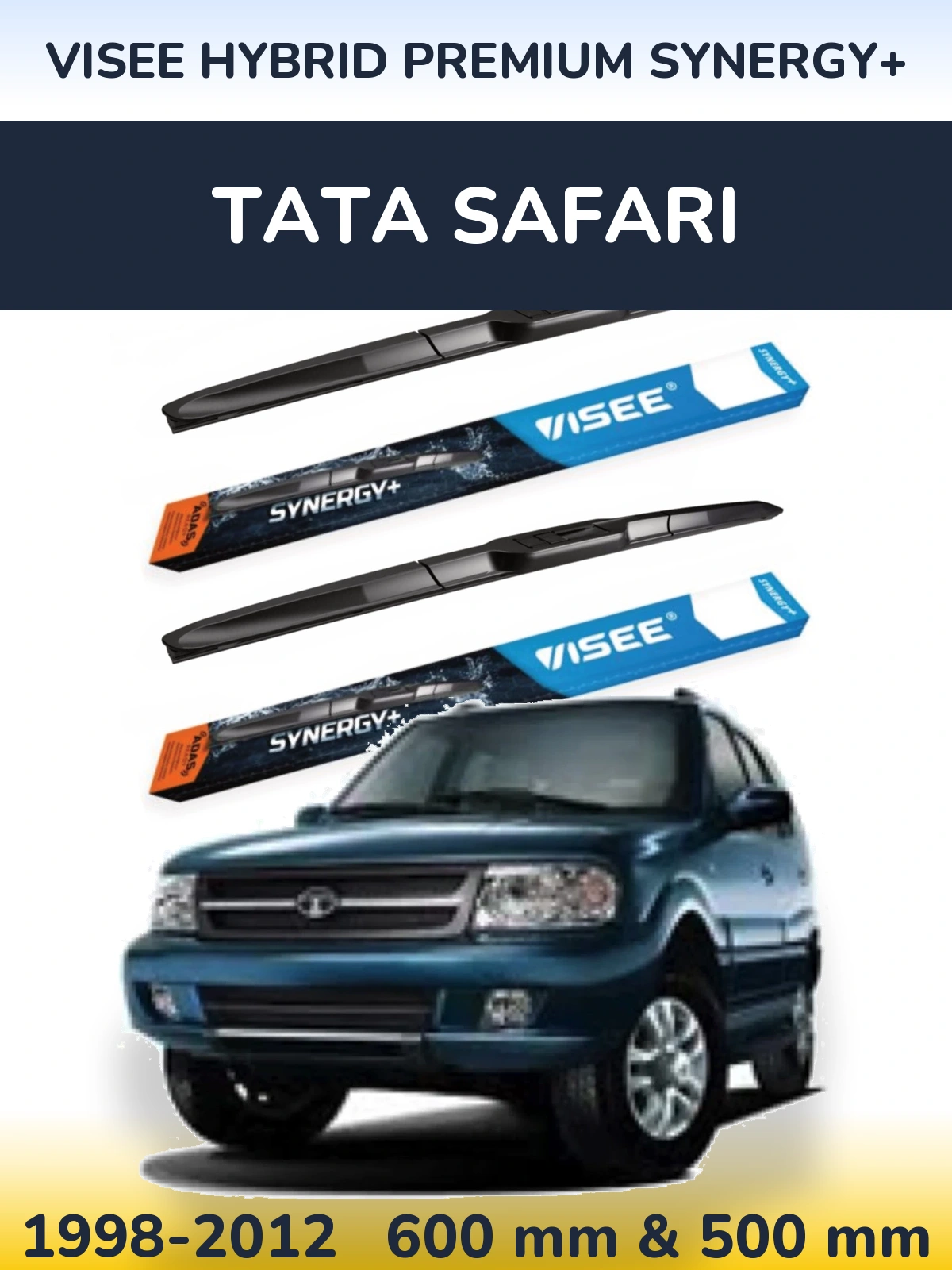 Комплект передних дворников VISEE HYBRID PREMIUM SYNERGY+ 600 & 500 мм для Tata Safari 1998-2012
