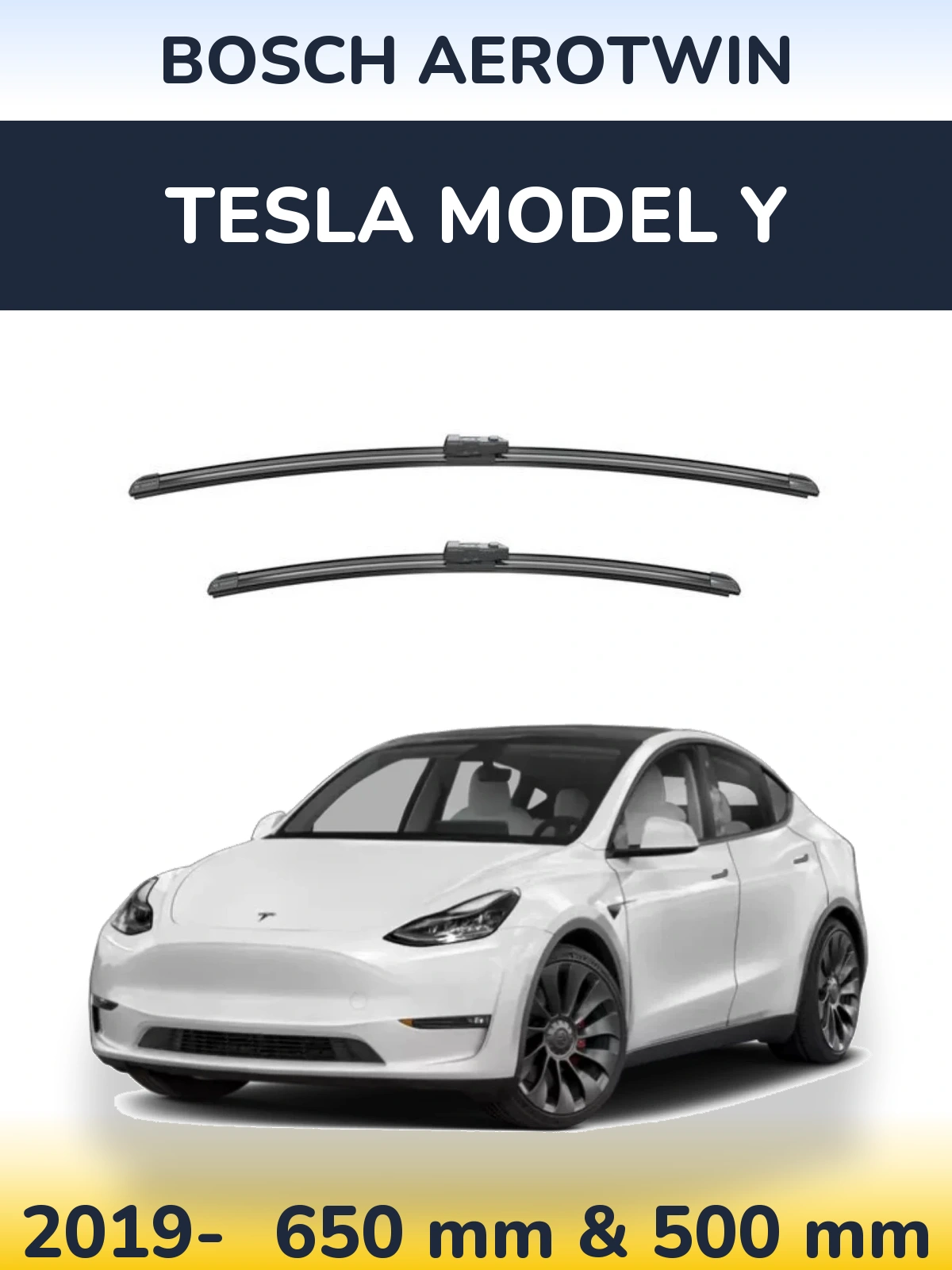Front wiper blade set BOSCH AeroTwin 650 & 500 mm for Tesla Modello Y 2019-2026
