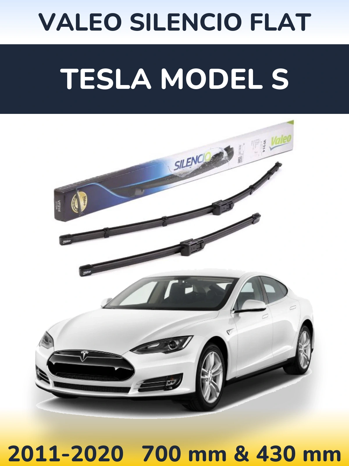 Комплект передніх щіток Valeo Silencio Flat 680 & 430 мм для Tesla Модель S 2011-2020
