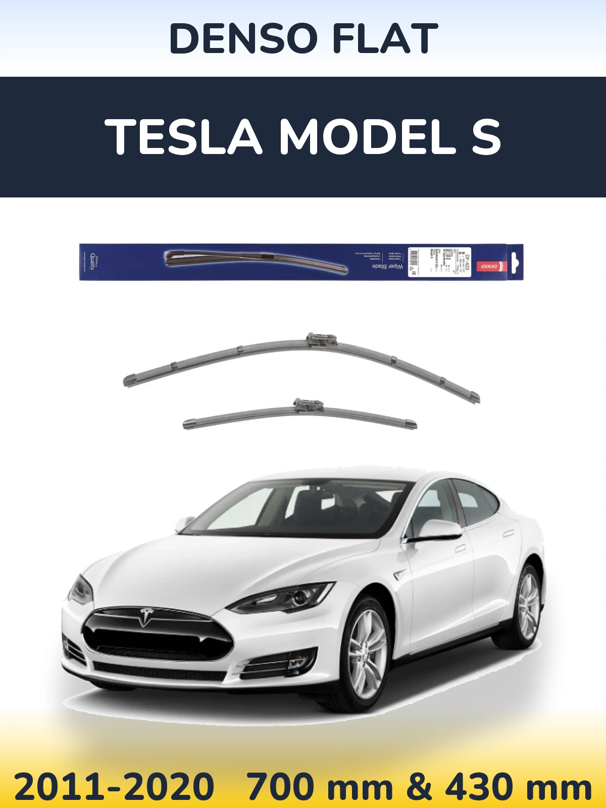 Front wiper blade set Denso Flat 680 & 430 mm for Tesla Modello S 2011-2020