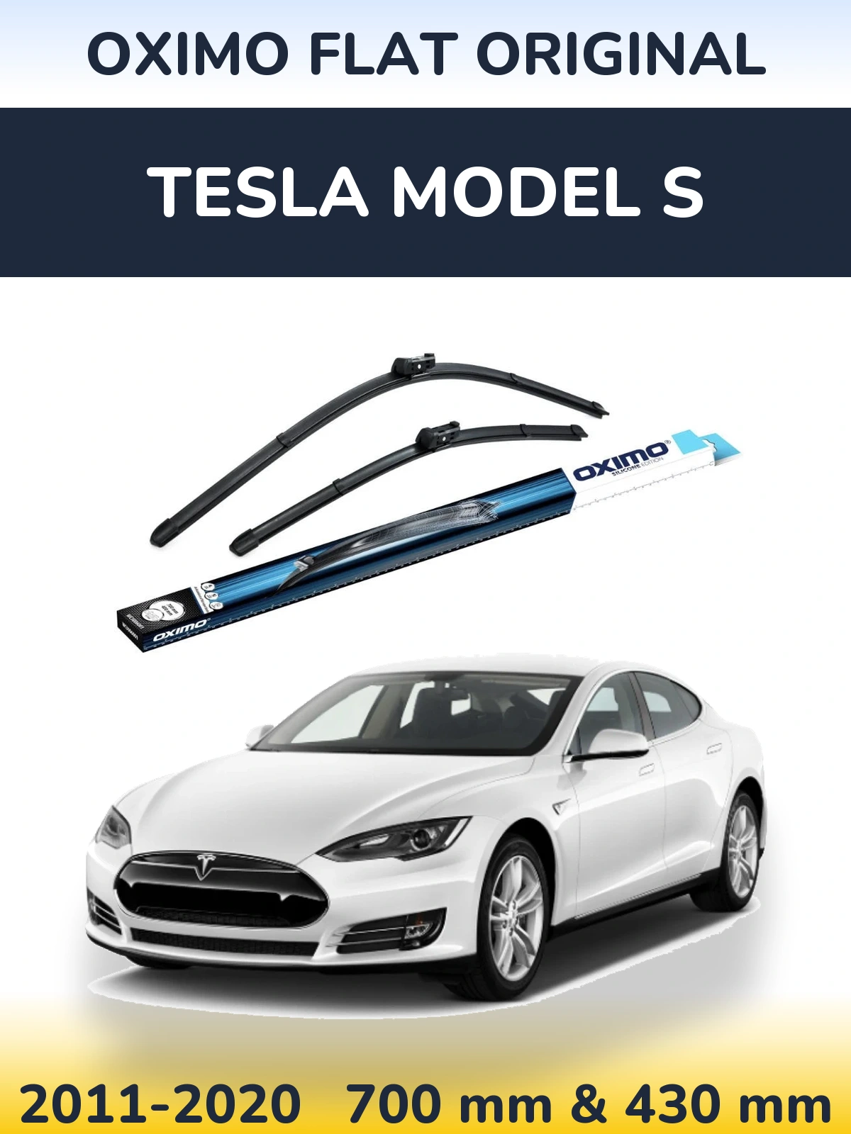 Front wiper blade set Oximo Flat Original 700 & 430 mm for Tesla Modello S 2011-2020