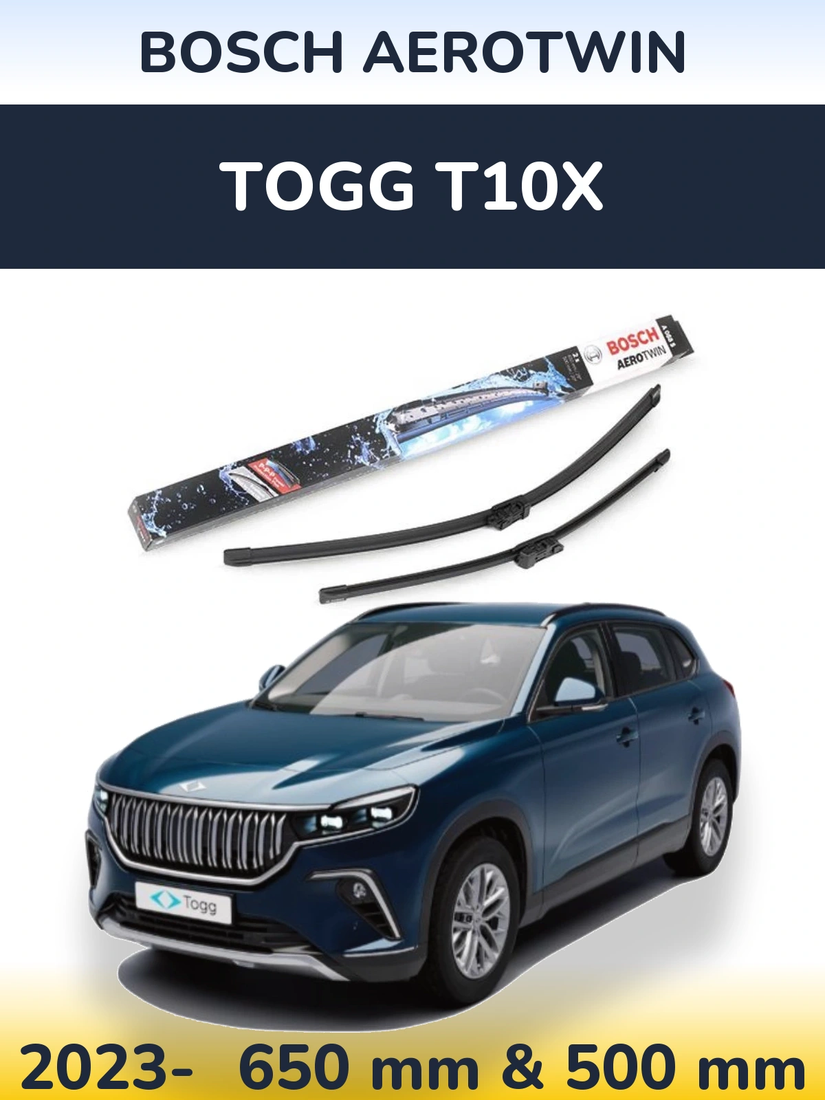 Комплект передніх щіток BOSCH AeroTwin 650 & 500 мм для TOGG T10X 2023-2026