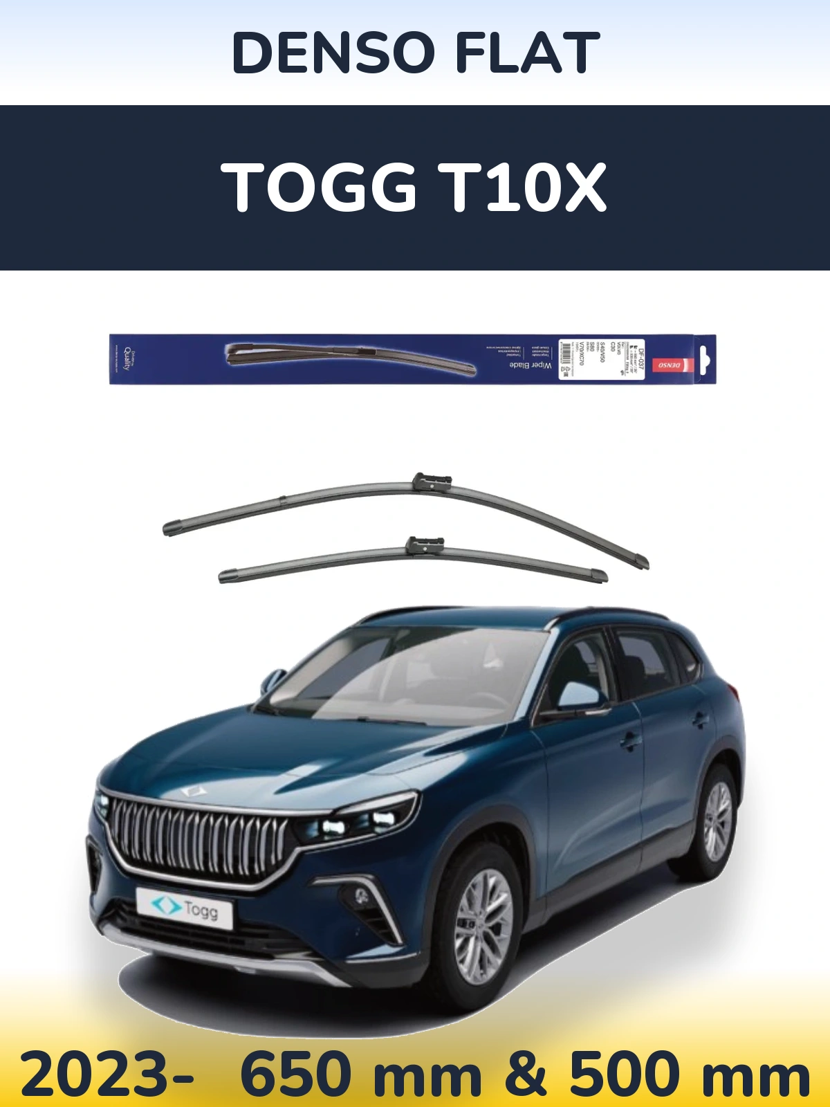 Комплект передніх щіток Denso Flat 650 & 500 мм для TOGG T10X 2023-2026