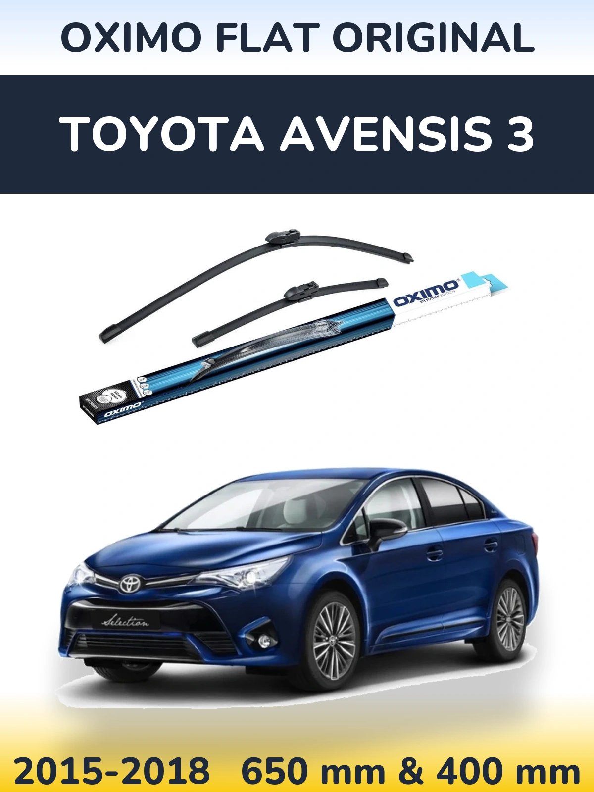 Front wiper blade set Oximo Flat Original 650 & 400 mm for Toyota Avensis 3 2015-2018