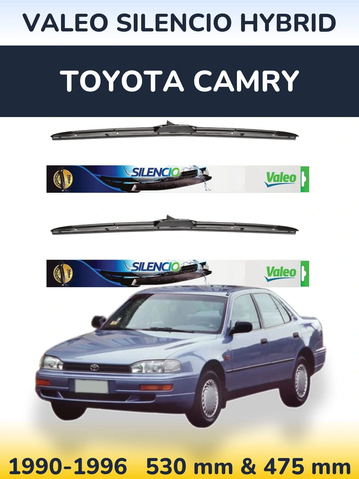 Комплект передних дворников Valeo Silencio Hybrid 530 & 475 мм для Toyota Camry 1990-1996