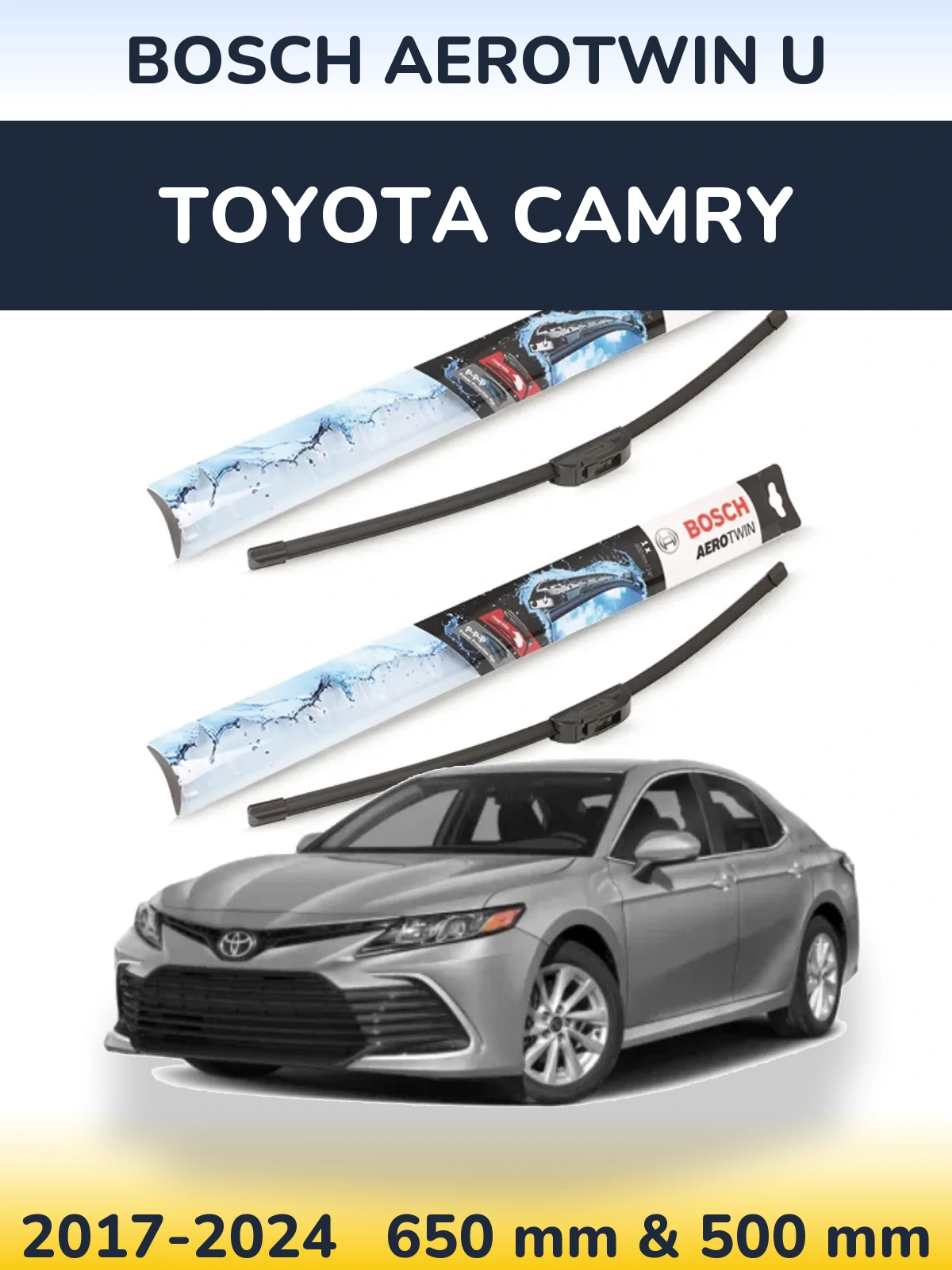 Комплект передних дворников BOSCH AeroTwin U 650 & 500 мм для Toyota Camry 2017-2024