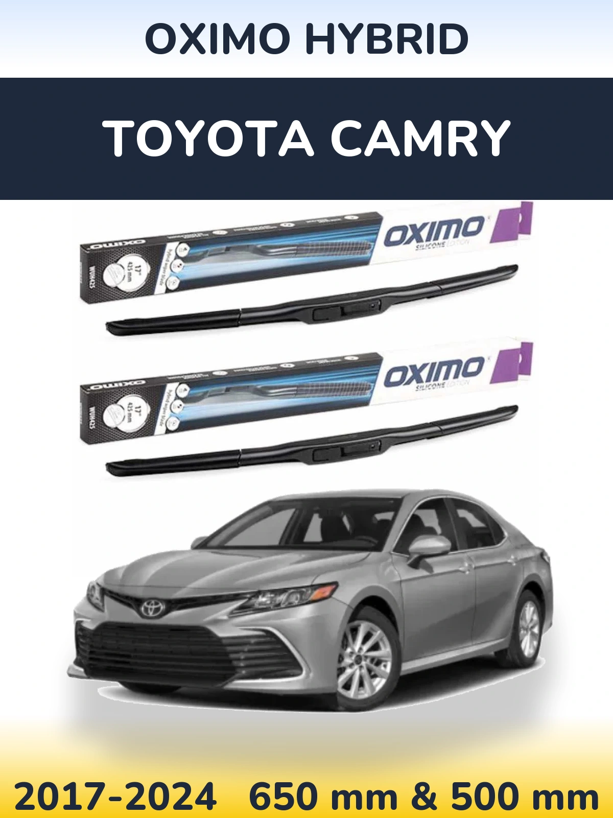 Комплект передніх щіток Oximo Hybrid 650 & 500 мм для Toyota Camry 2017-2024