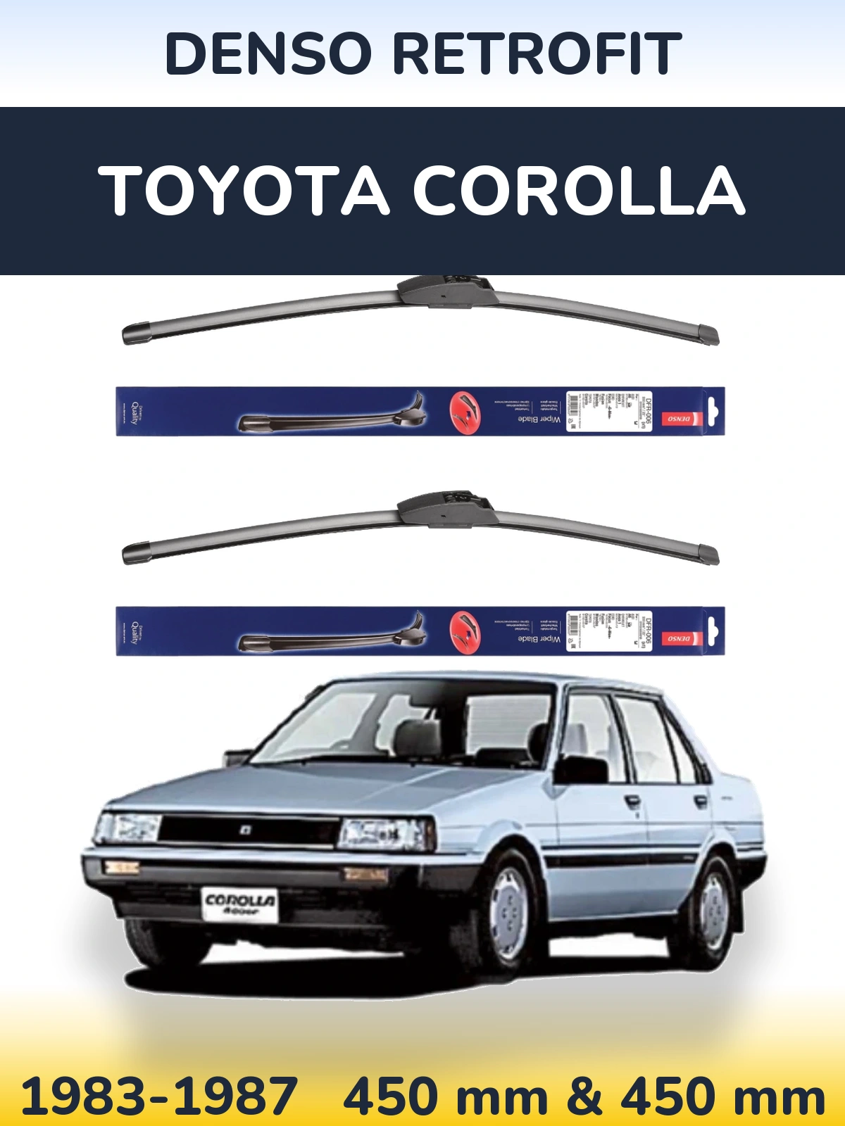 Комплект передніх щіток Denso Retrofit 450 & 450 мм для Toyota Corolla 1983-1987