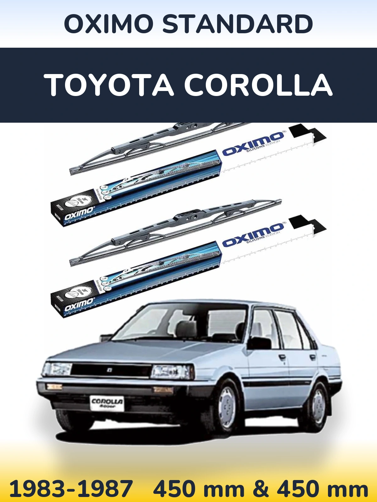 Комплект передних дворников Oximo Standard 450 & 450 мм для Toyota Corolla 1983-1987