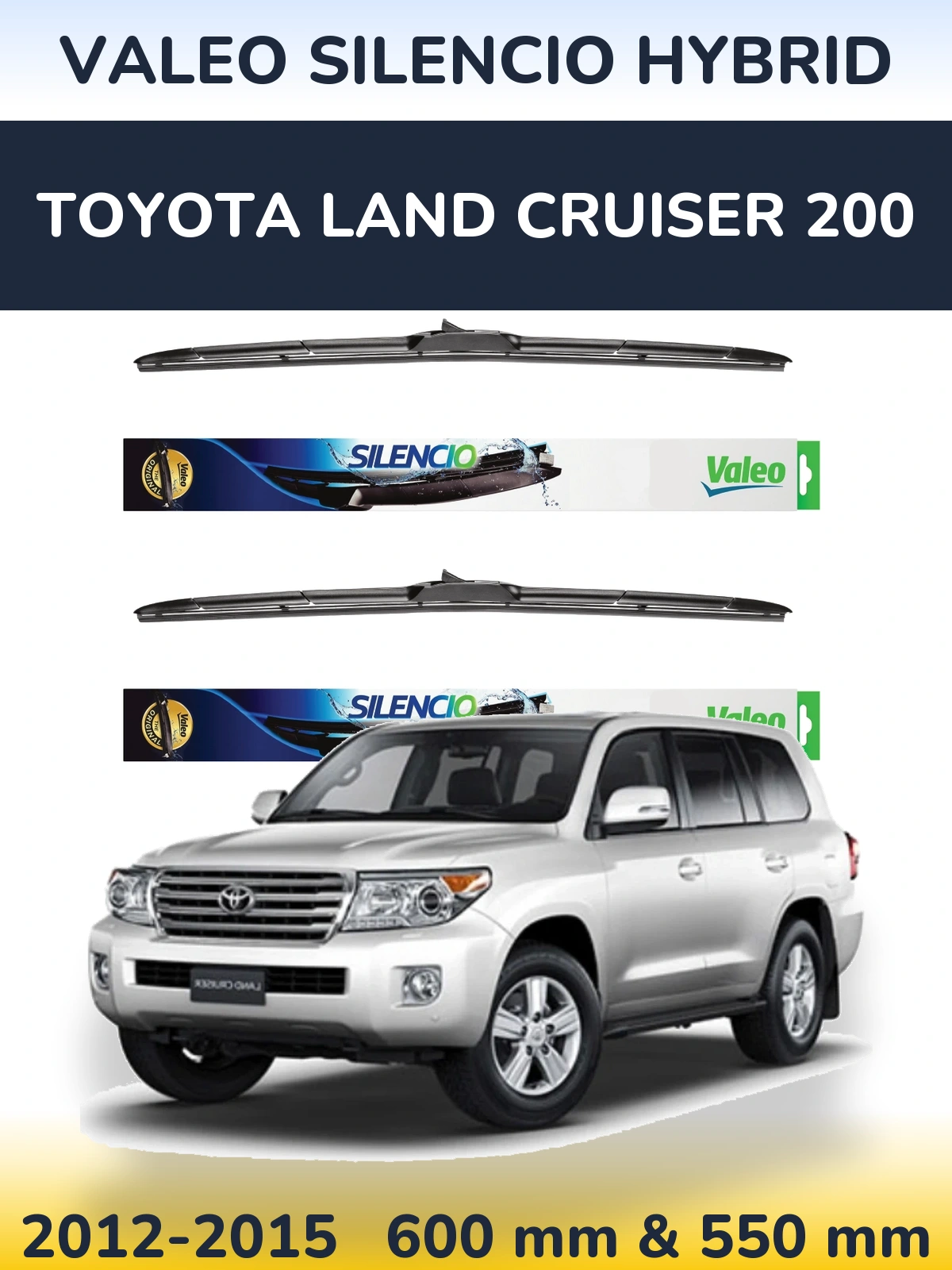 Комплект передних дворников Valeo Silencio Hybrid 600 & 550 мм для Toyota Land Cruiser 200 2012-2015