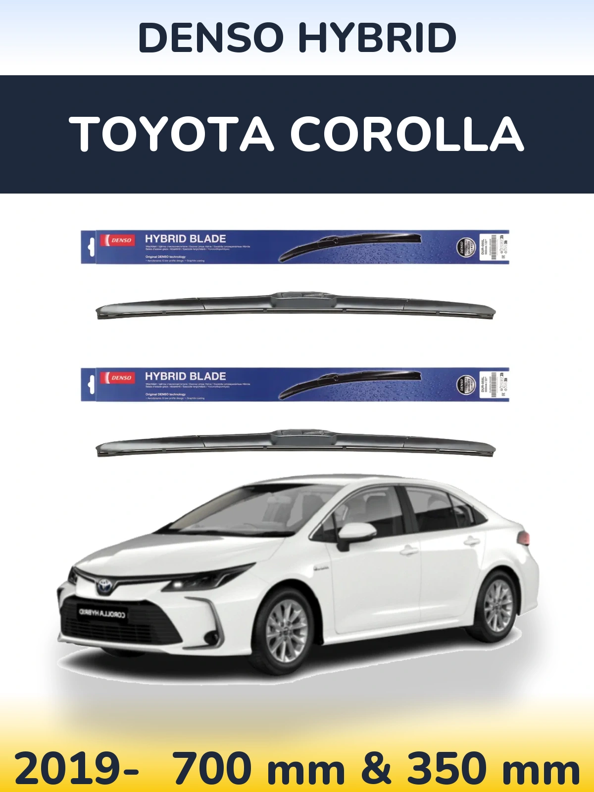 Front wiper blade set Denso Hybrid 700 & 350 mm for Toyota Corolla 2019-2026