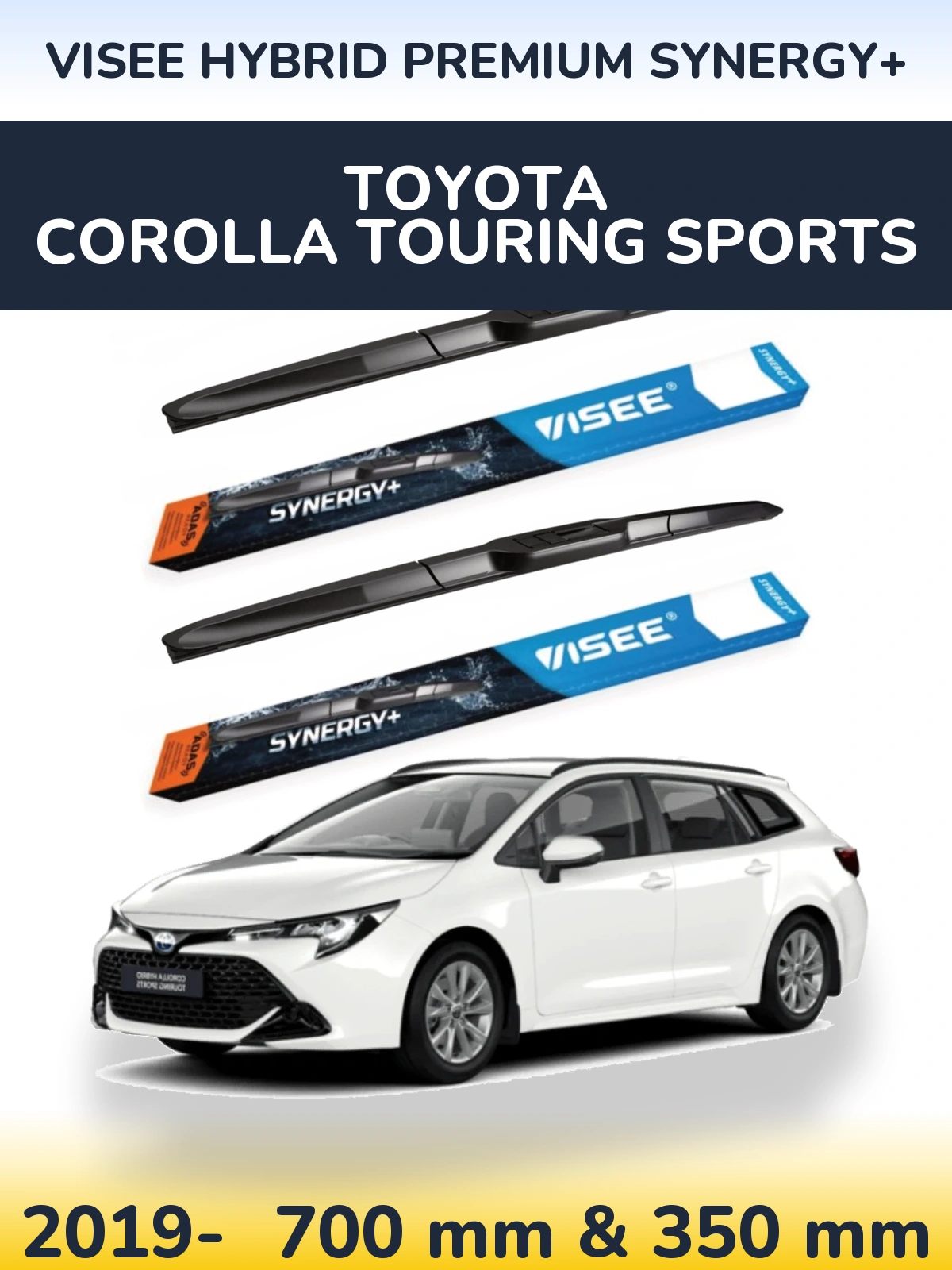 Front wiper blade set VISEE HYBRID PREMIUM SYNERGY+ 700 & 350 mm for Toyota Corolla Touring Sports 2019-2026