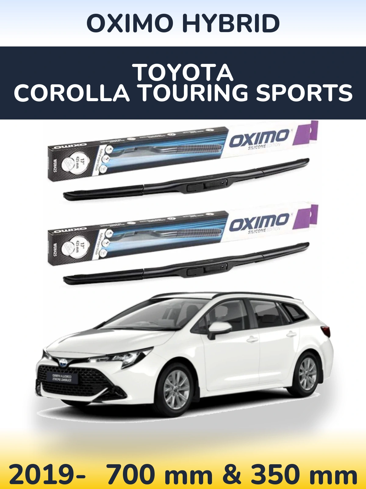 Комплект передних дворников Oximo Hybrid 700 & 350 мм для Toyota Corolla Touring Sports 2019-2026
