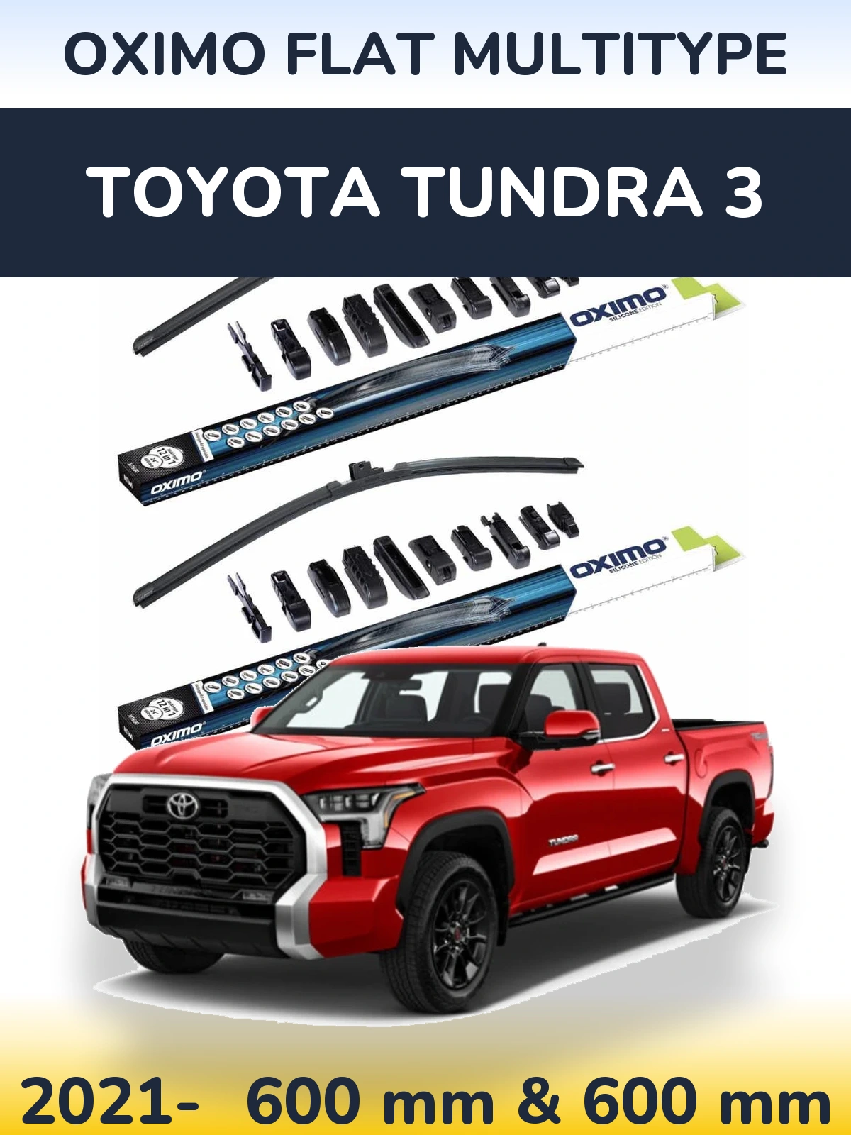 Комплект передних дворников Oximo Flat MultiТипe 600 & 600 мм для Toyota Tundra 3 2021-2026