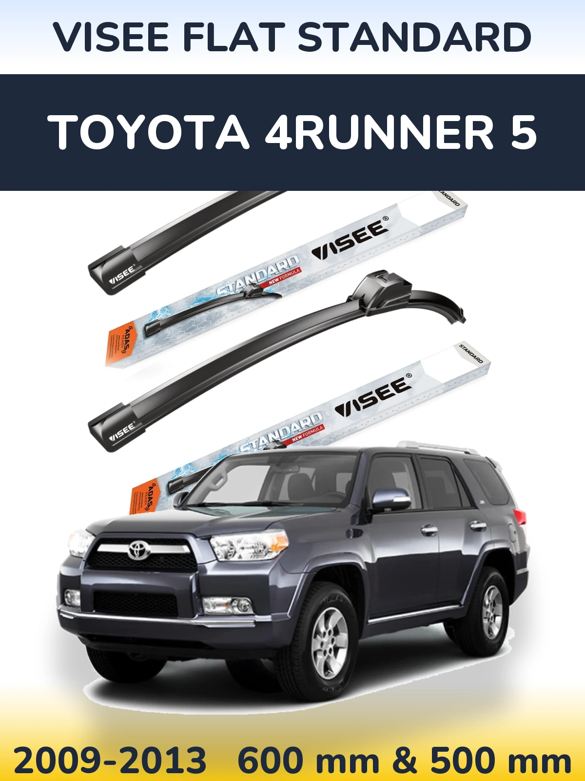 Комплект передних дворников VISEE FLAT STANDARD 600 & 500 мм для Toyota 4Runner 5 2009-2013