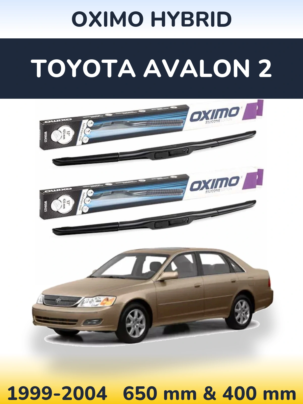 Комплект передних дворников Oximo Hybrid 650 & 400 мм для Toyota Avalon 2 1999-2004