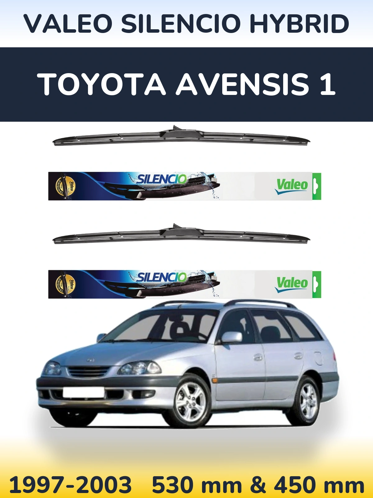 Комплект передних дворников Valeo Silencio Hybrid 530 & 450 мм для Toyota Avensis 1 1997-2003