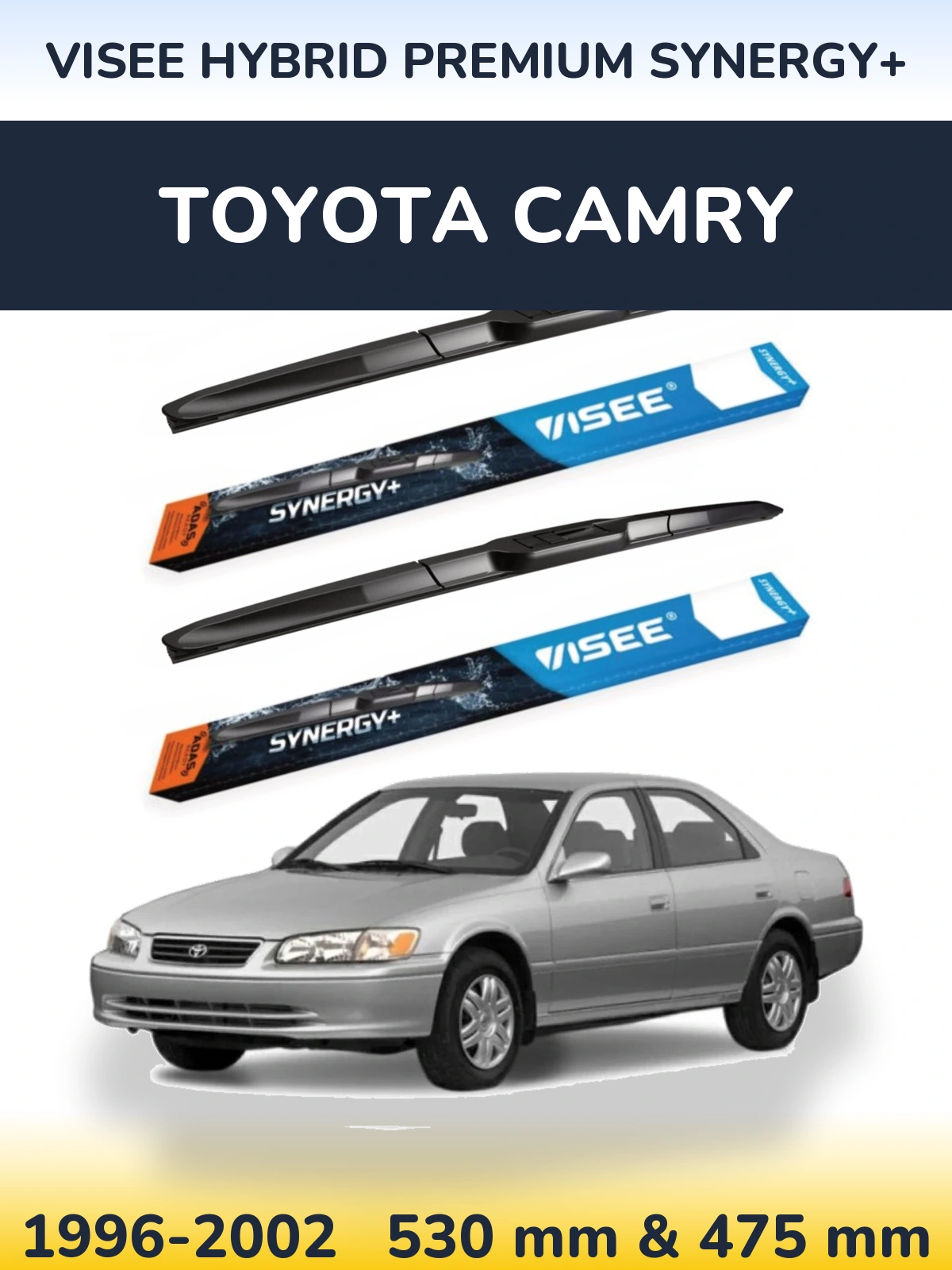 Front wiper blade set VISEE HYBRID PREMIUM SYNERGY+ 530 & 475 mm for Toyota Camry 1996-2002
