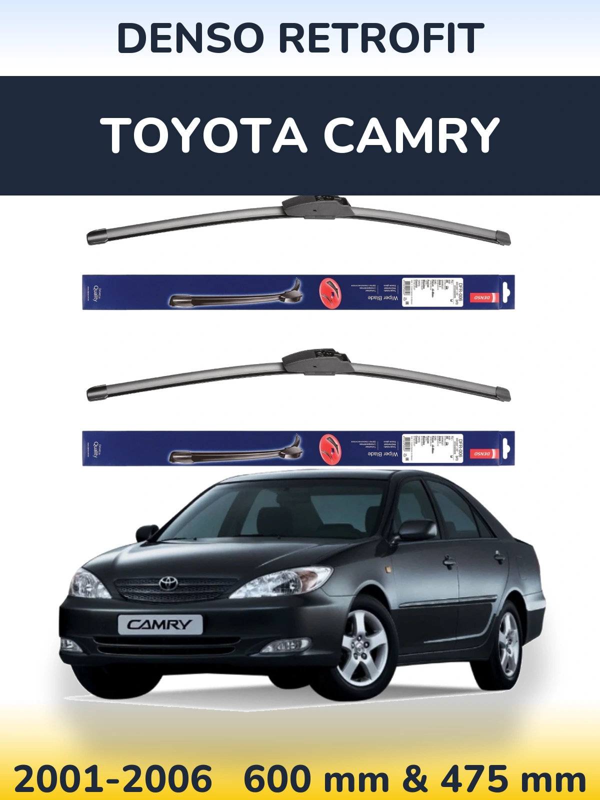 Комплект передніх щіток Denso Retrofit 600 & 475 мм для Toyota Camry 2001-2006