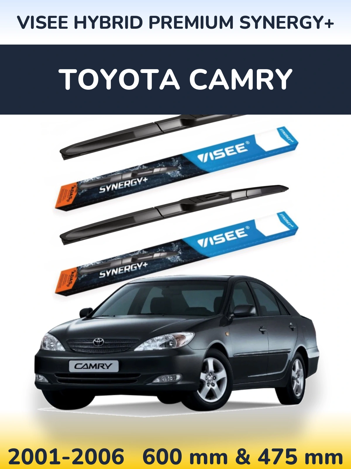 Front wiper blade set VISEE HYBRID PREMIUM SYNERGY+ 600 & 475 mm for Toyota Camry 2001-2006
